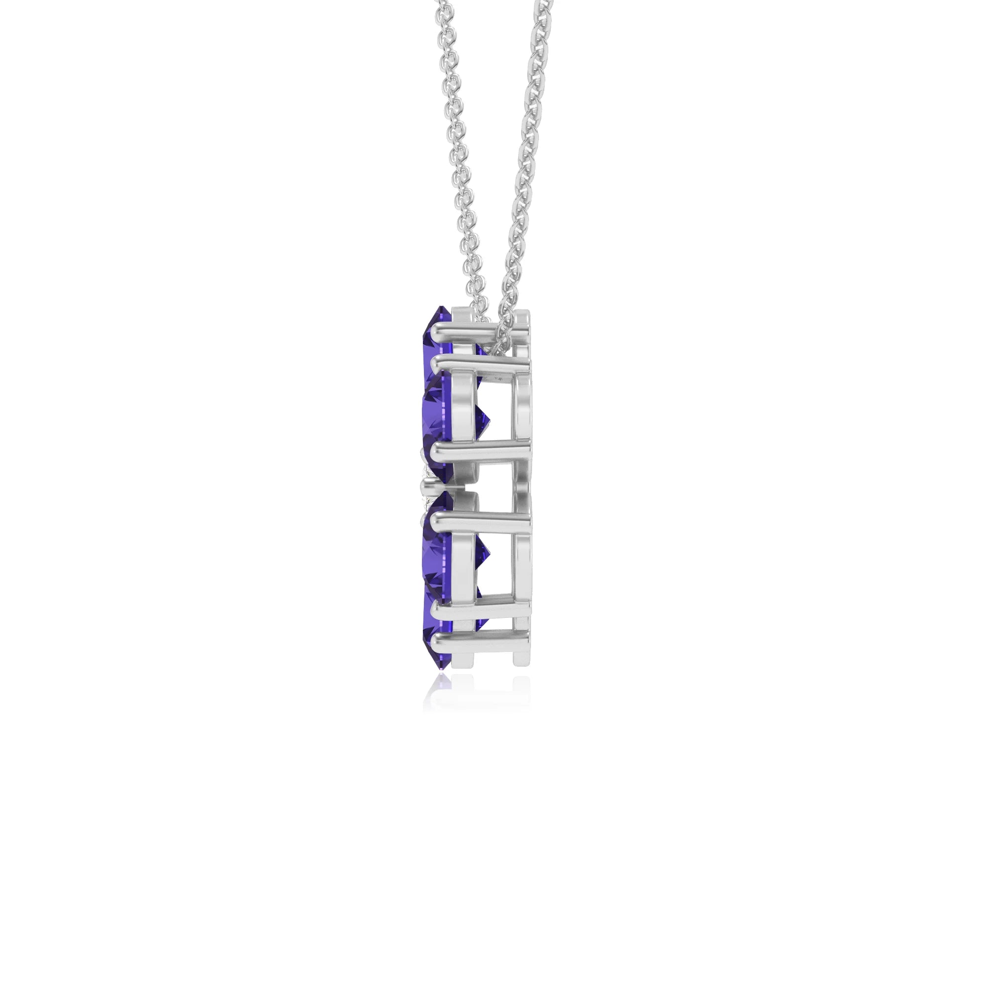 lab grown tanzanite pear solitaire necklaces in white gold