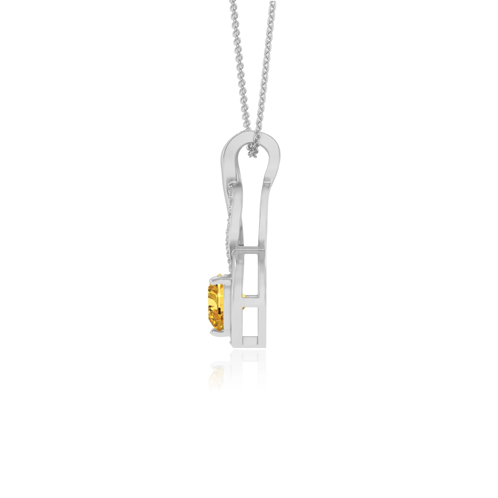 lab grown yellow-sapphire heart infinity necklaces in platinum