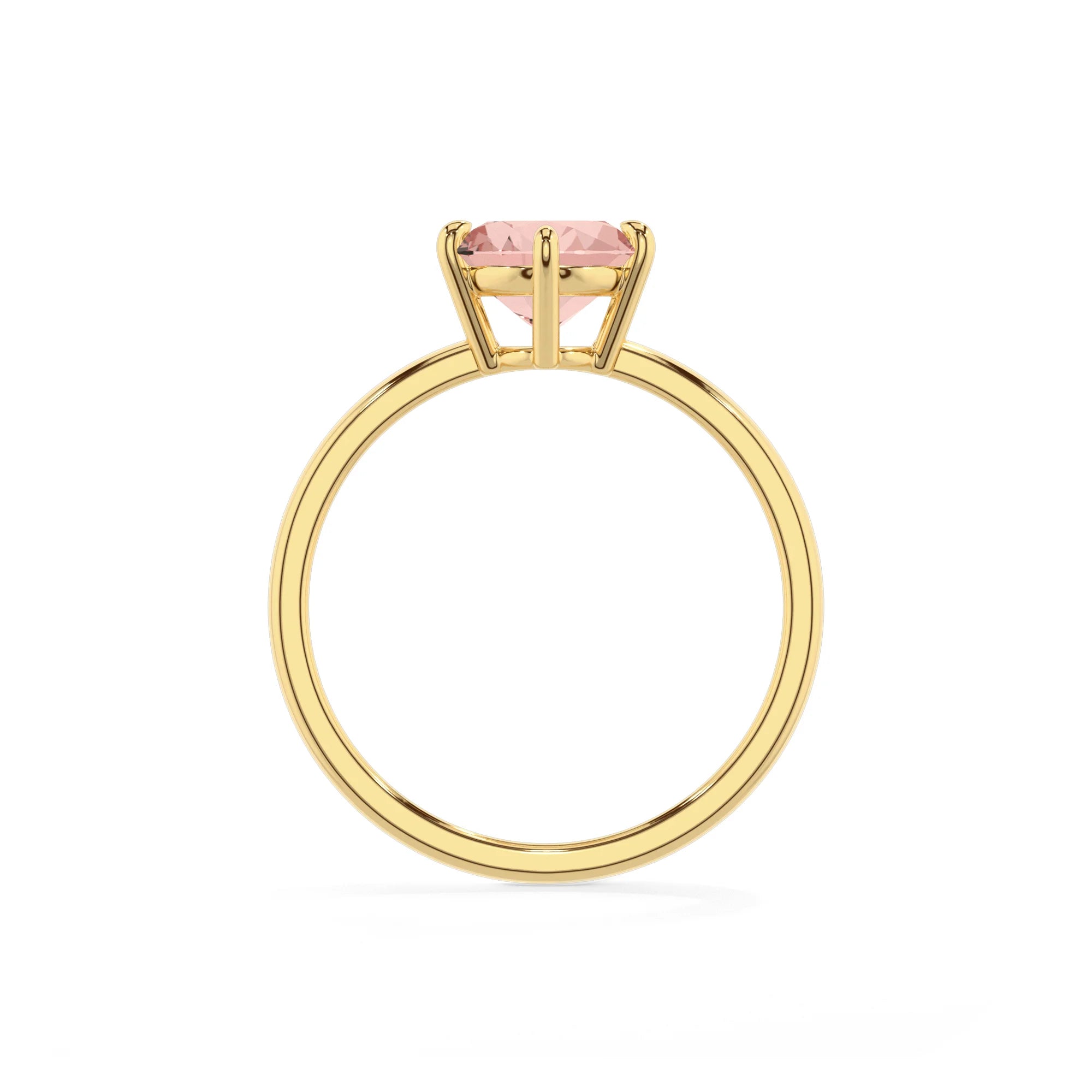 lab grown morganite oval solitaire rings in yellow gold