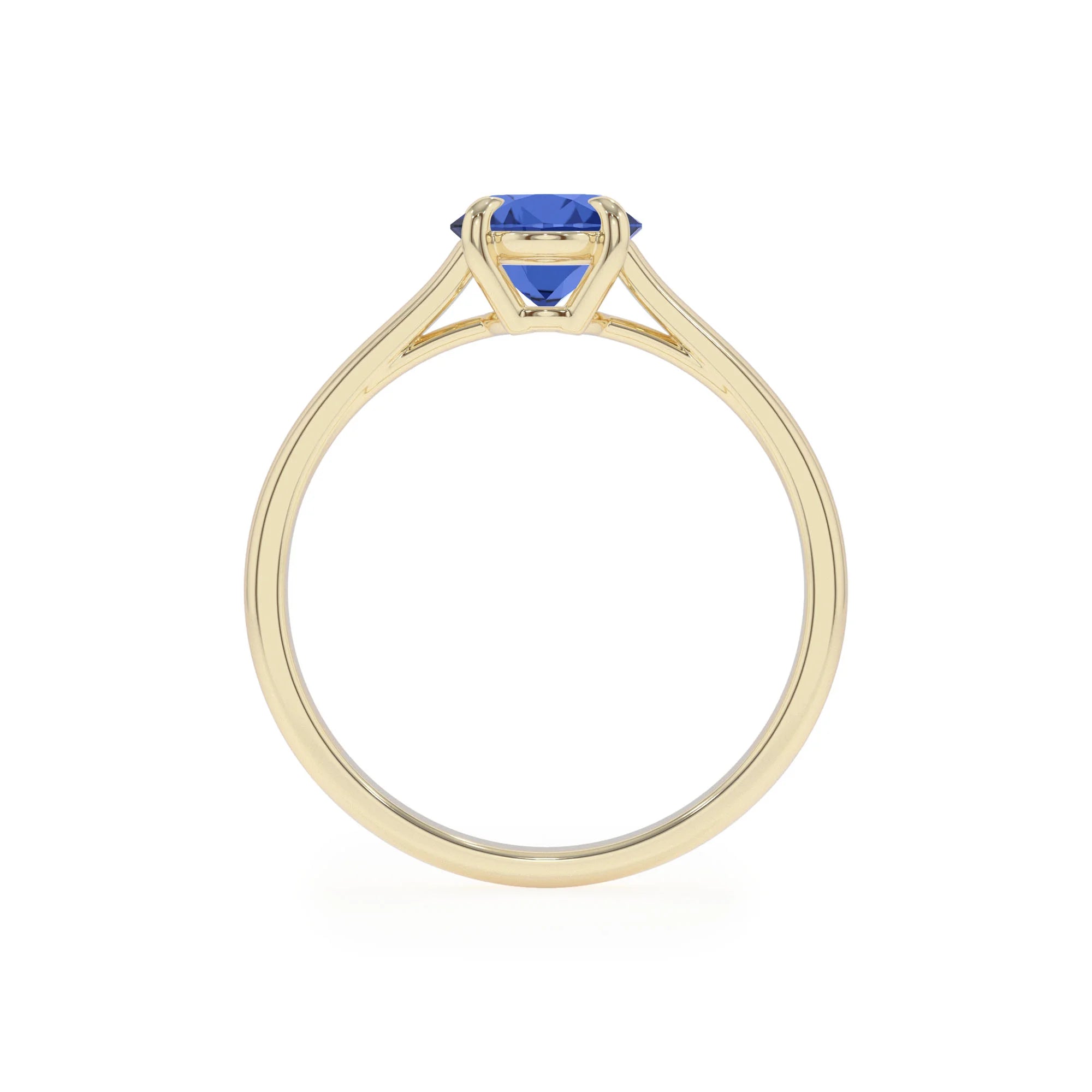 lab grown blue-sapphire oval solitaire rings in yellow gold