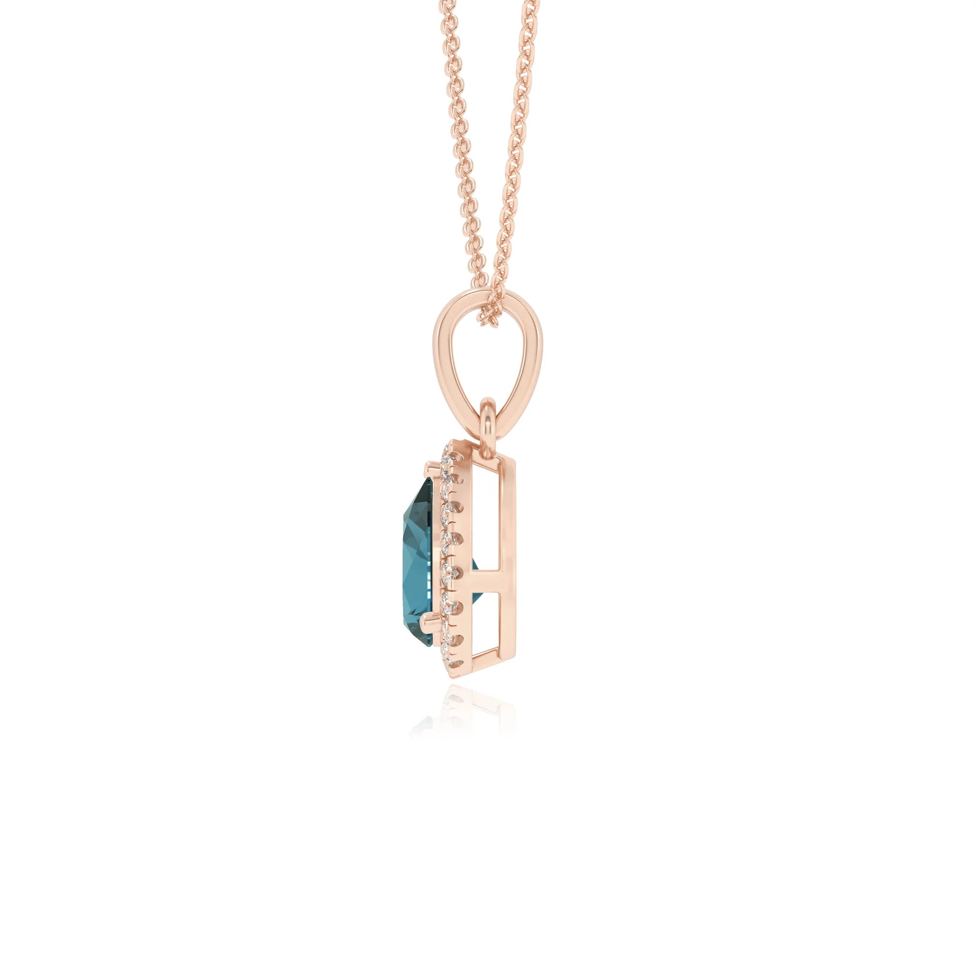 natural london-blue-topaz pear solitaire necklaces in rose gold