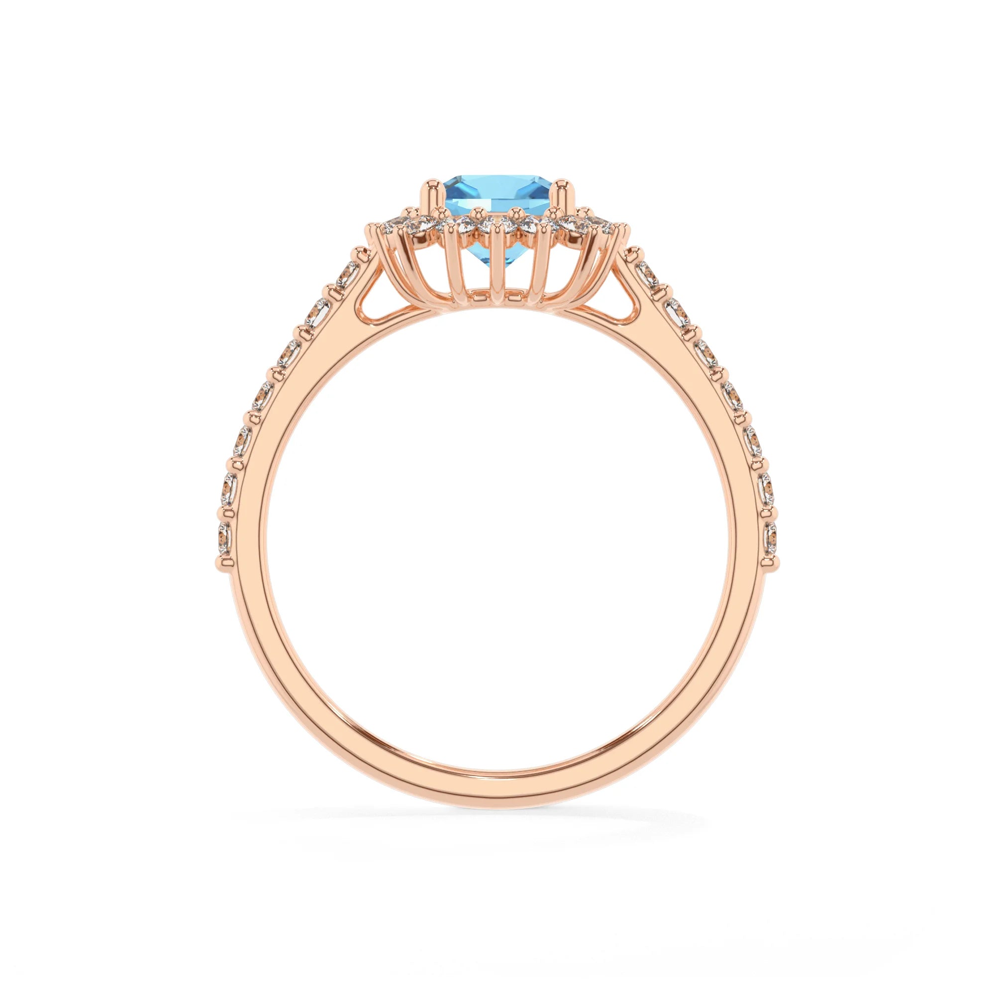 natural swiss-blue-topaz cushion solitaire rings in rose gold
