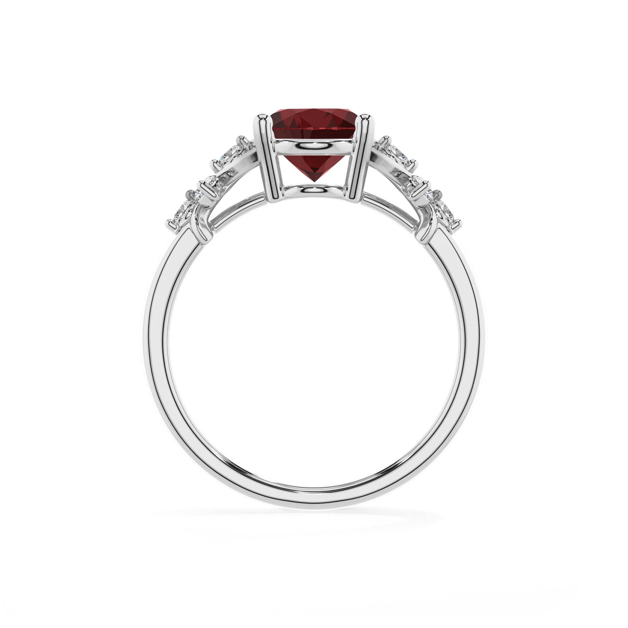 natural garnet oval solitaire rings in sterling silver