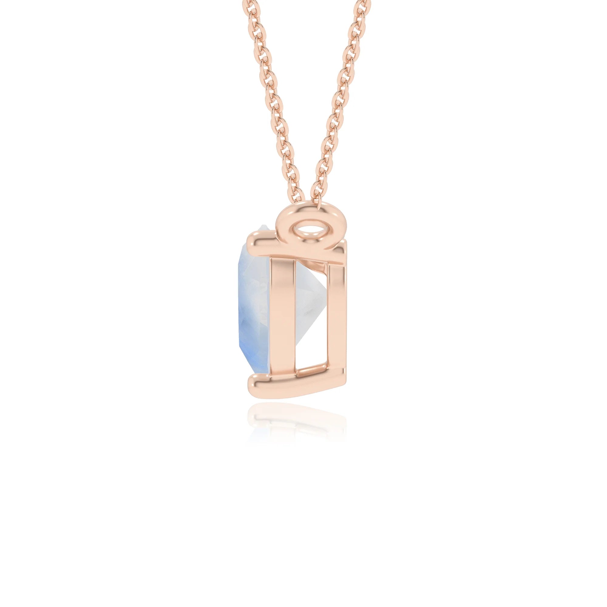 natural rainbow-moonstone heart solitaire necklaces in rose gold