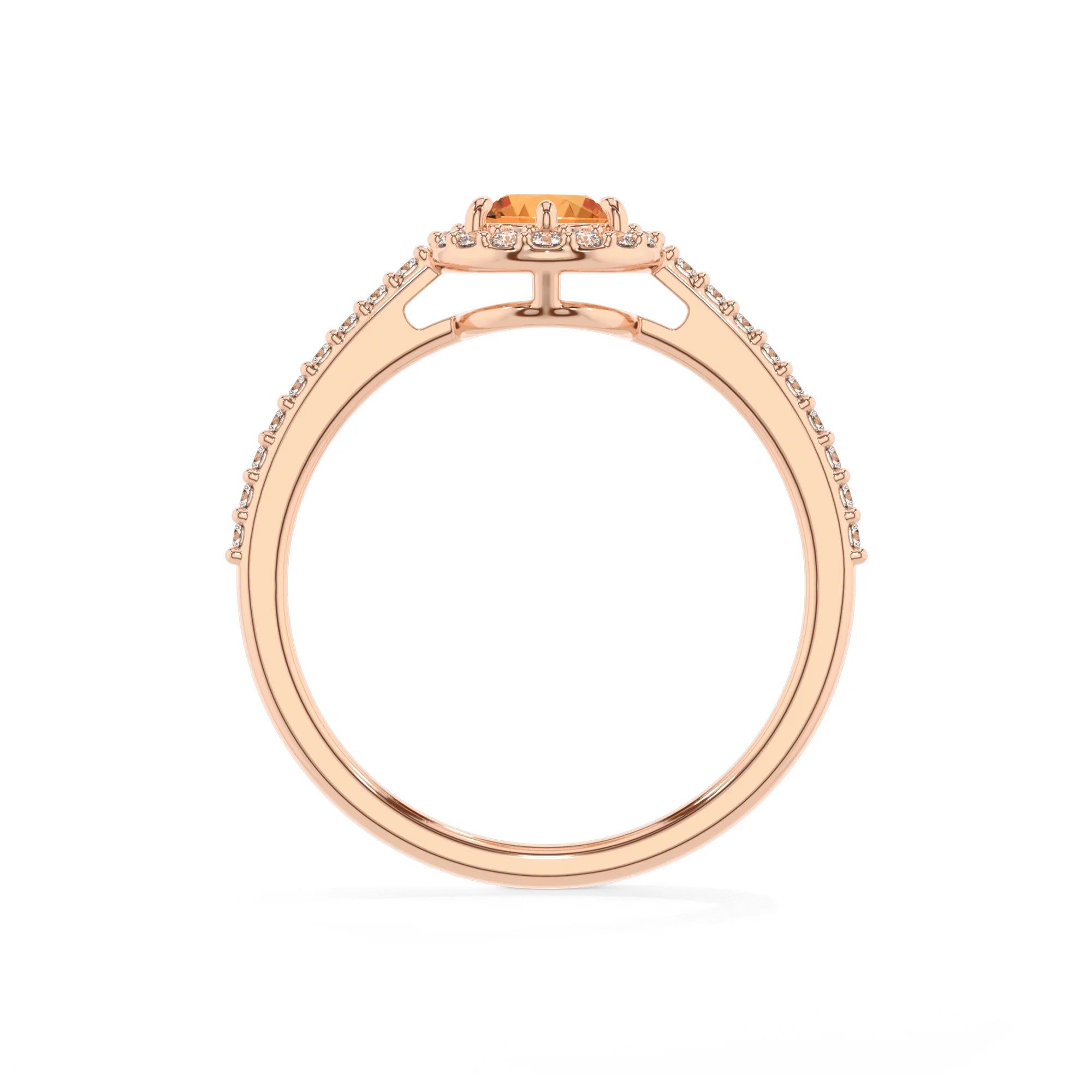 lab grown citrine pear solitaire rings in rose gold