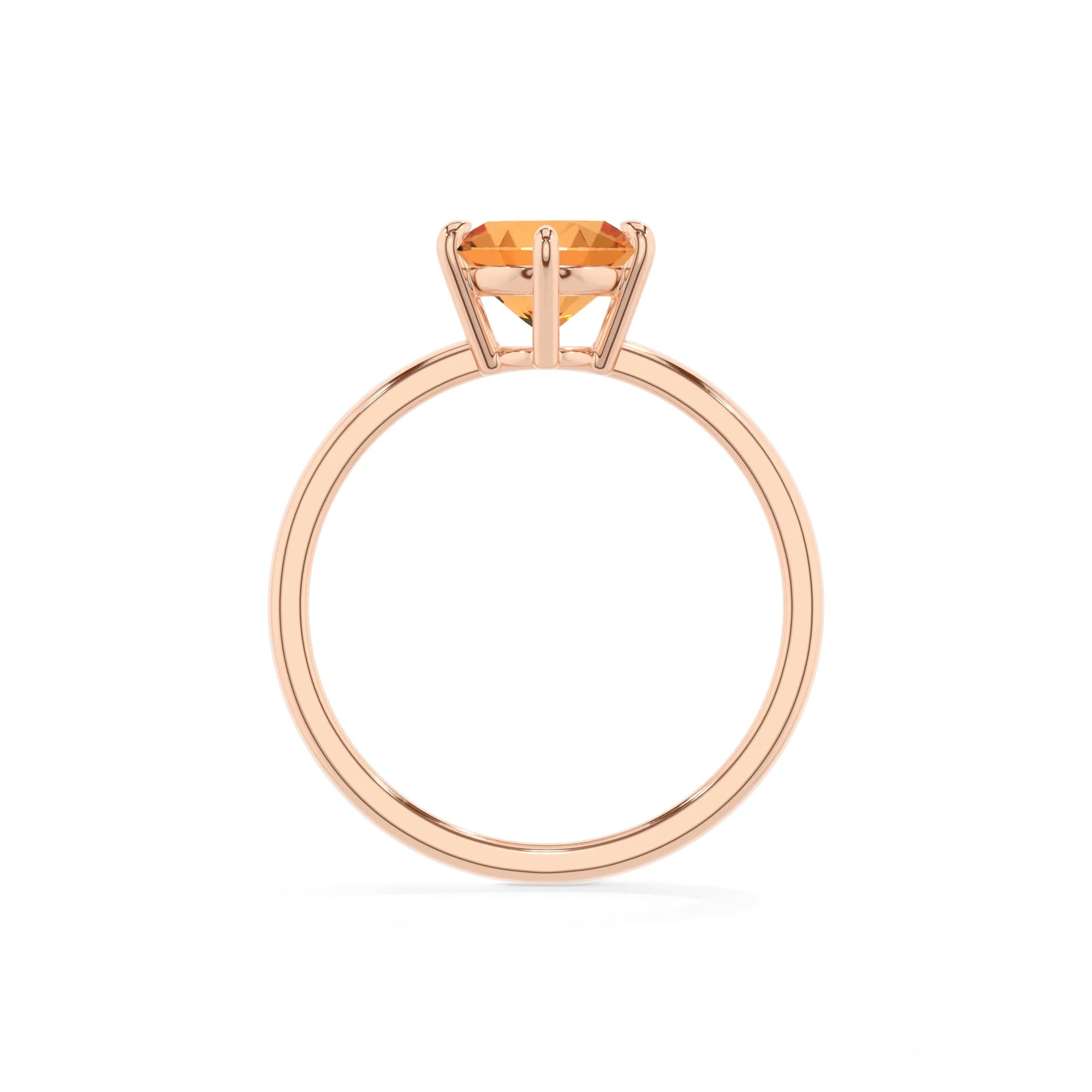 lab grown citrine oval solitaire rings in rose gold