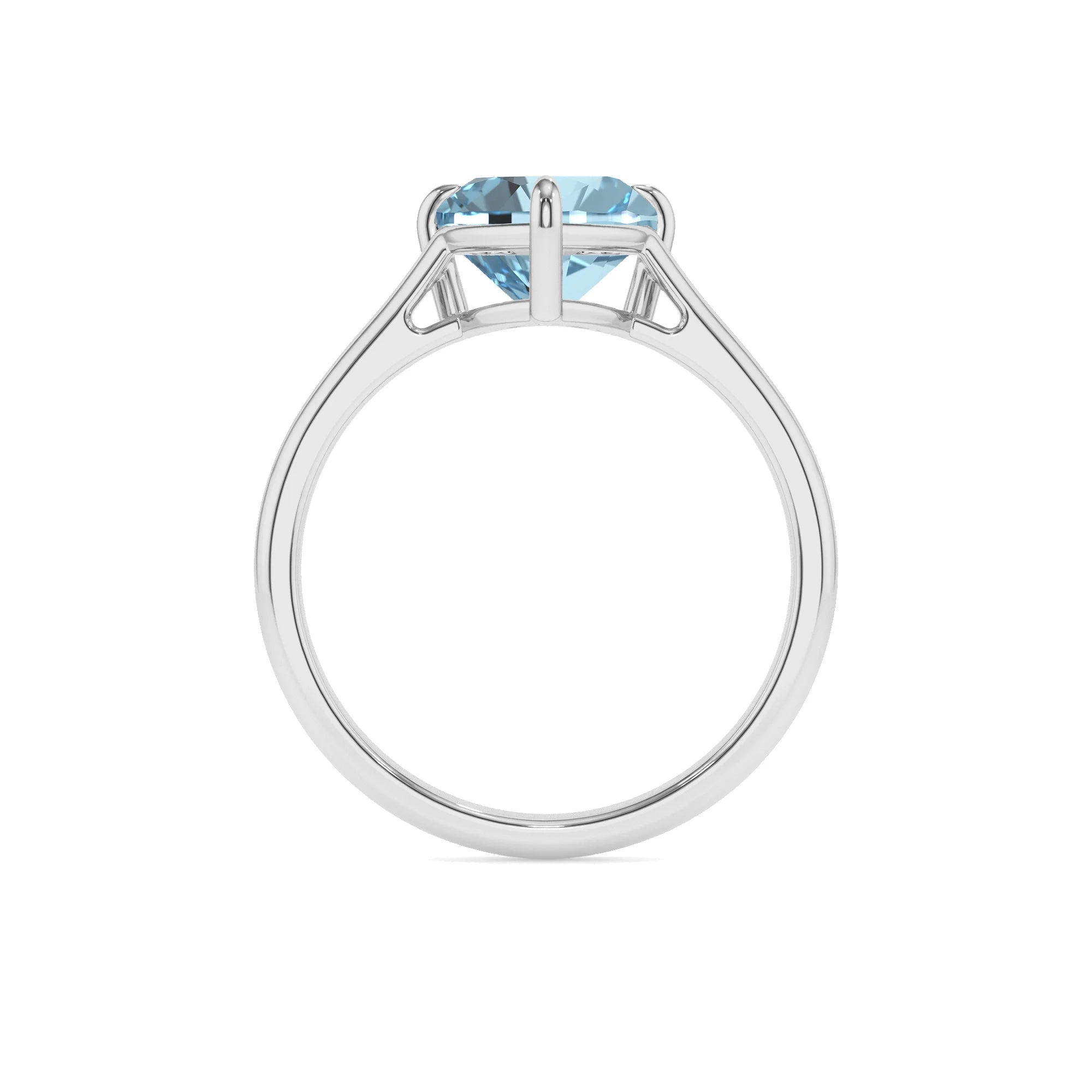 lab grown aquamarine heart solitaire rings in platinum