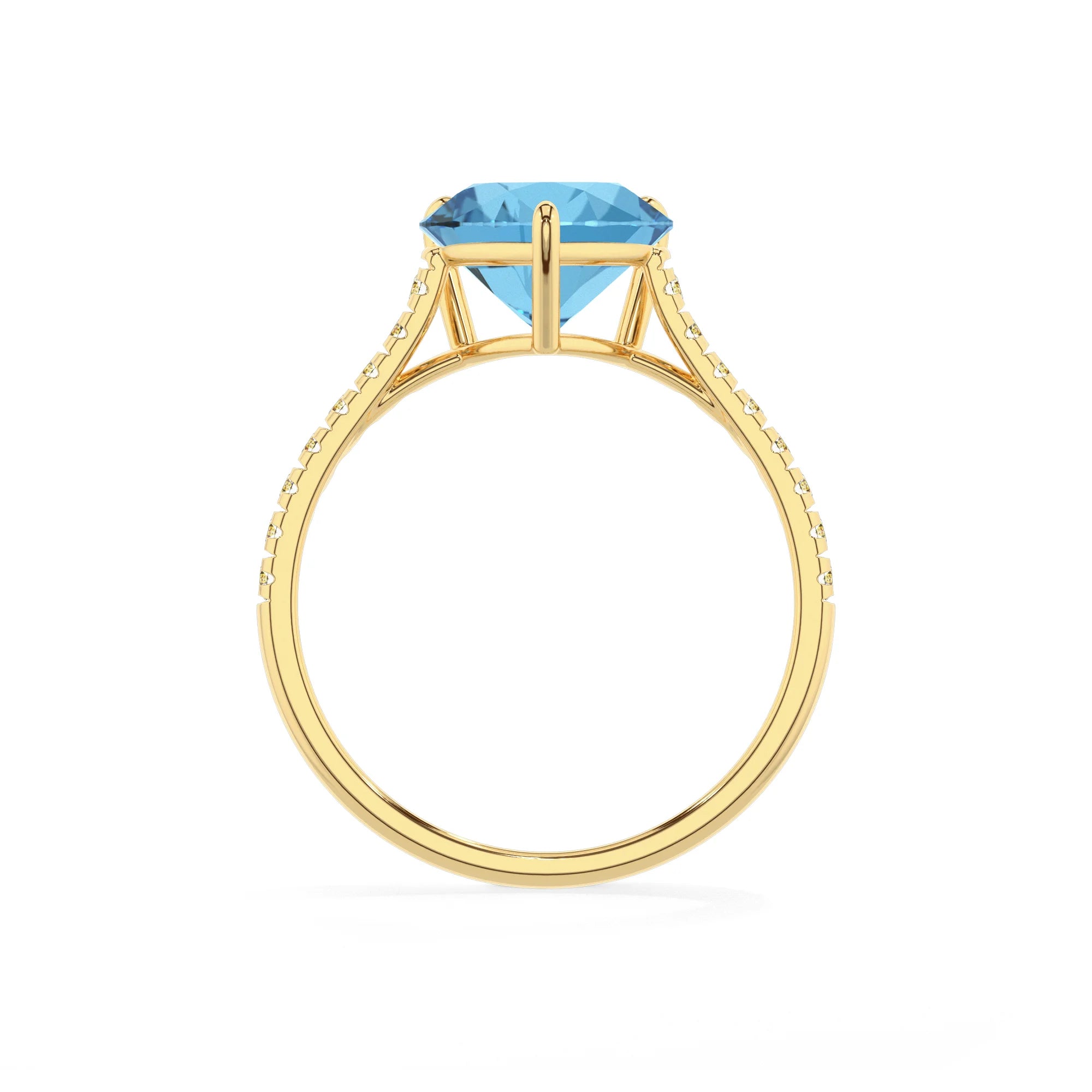 natural swiss-blue-topaz heart half eternity solitaire engagement rings in yellow gold