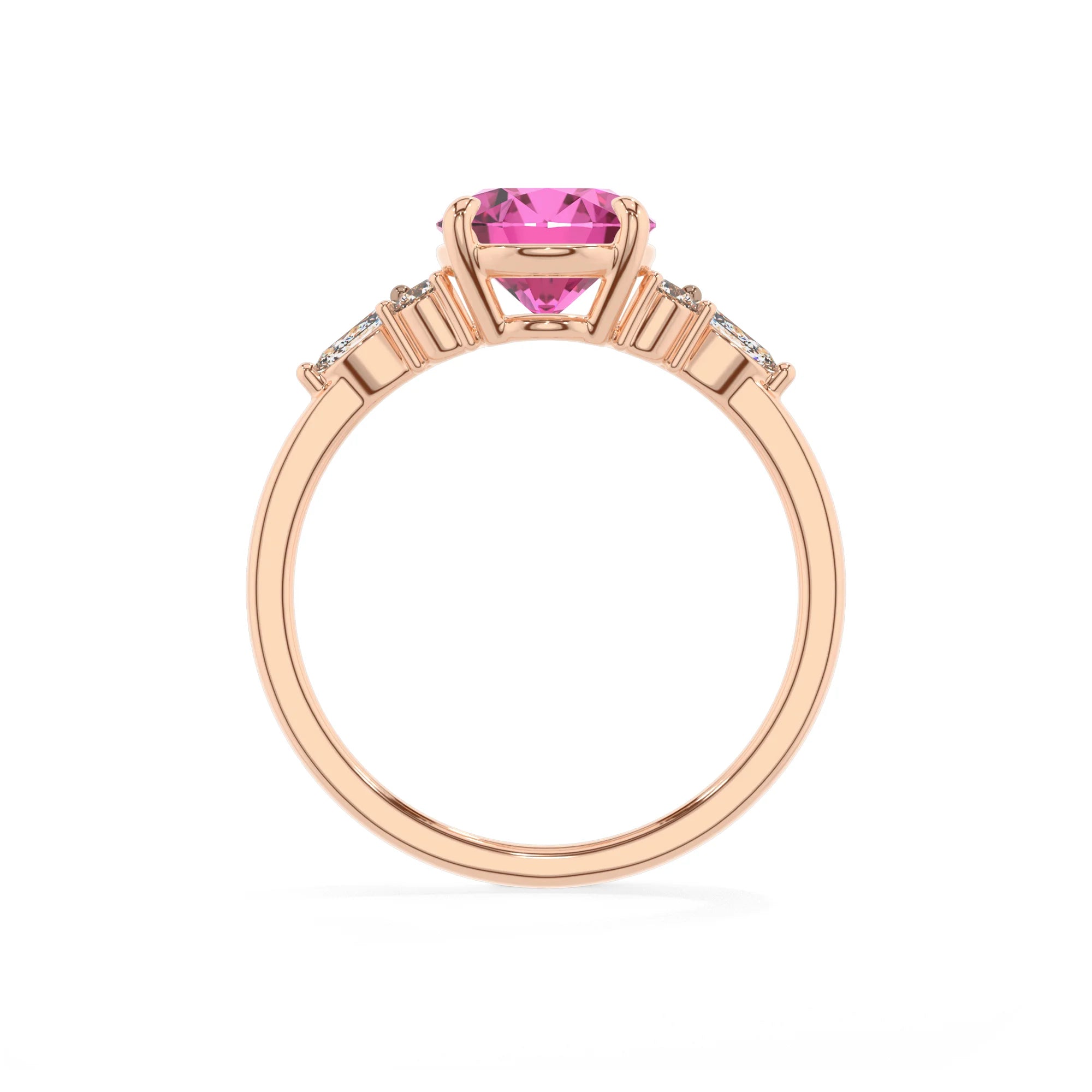 lab grown pink-sapphire oval solitaire rings in rose gold