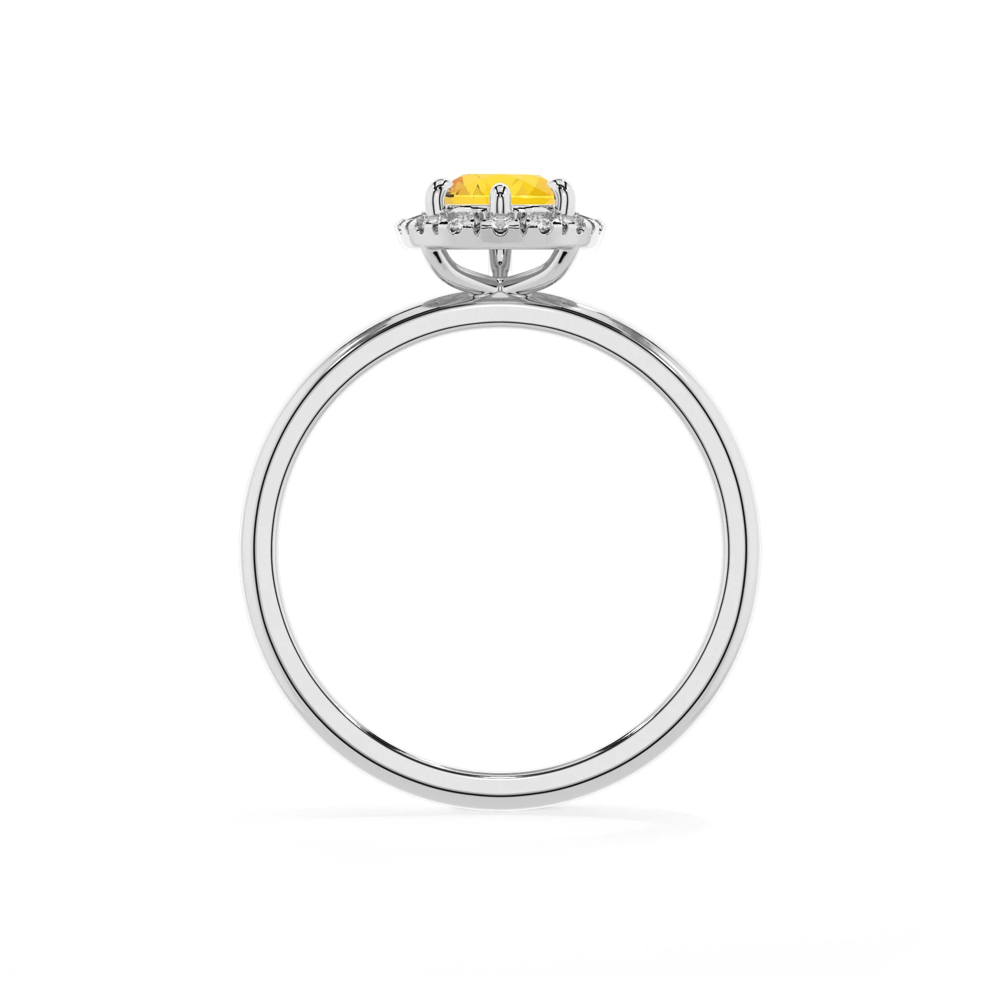 lab grown yellow-sapphire pear solitaire rings in sterling silver