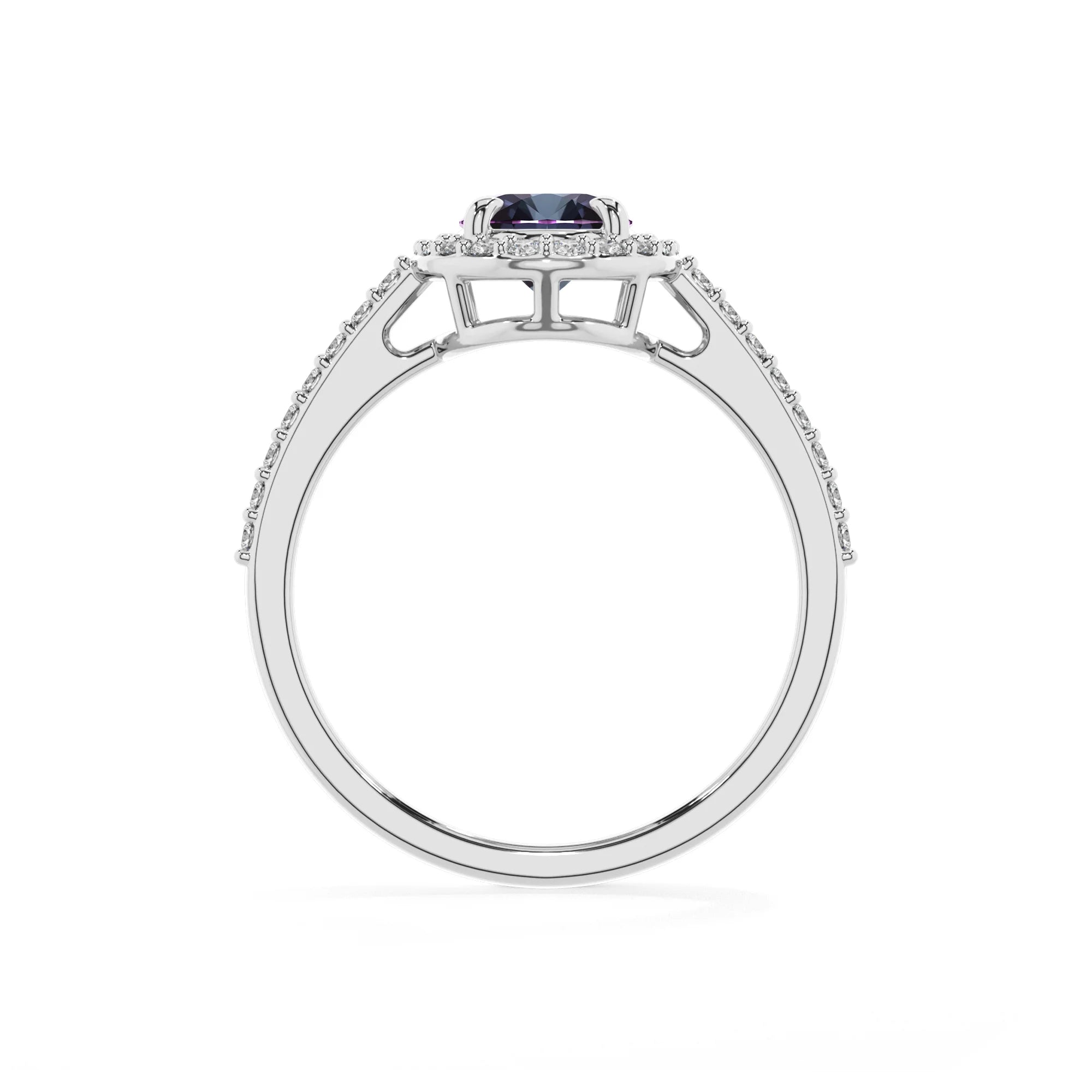 lab grown alexandrite oval solitaire rings in platinum