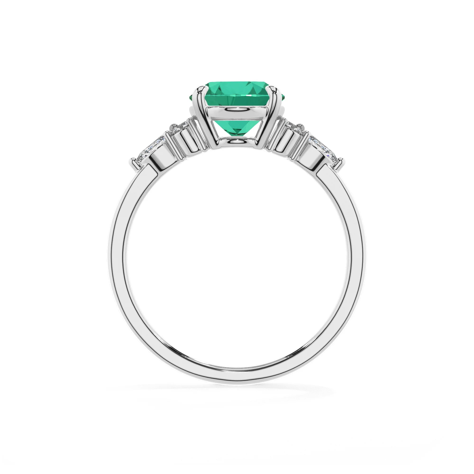 lab grown emerald oval solitaire rings in white gold