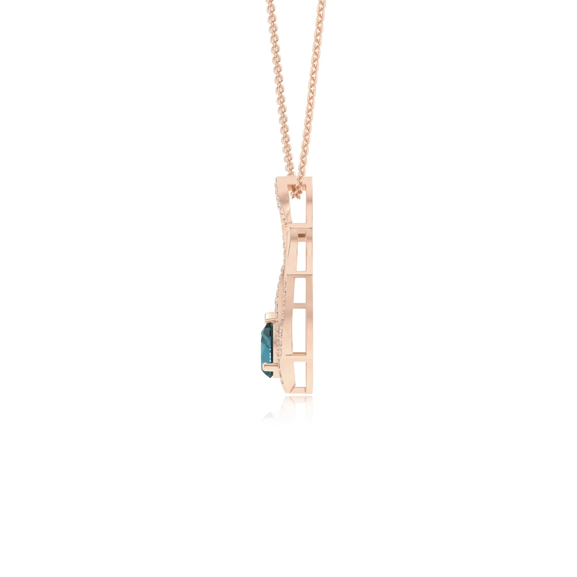 natural london-blue-topaz pear solitaire necklaces in rose gold