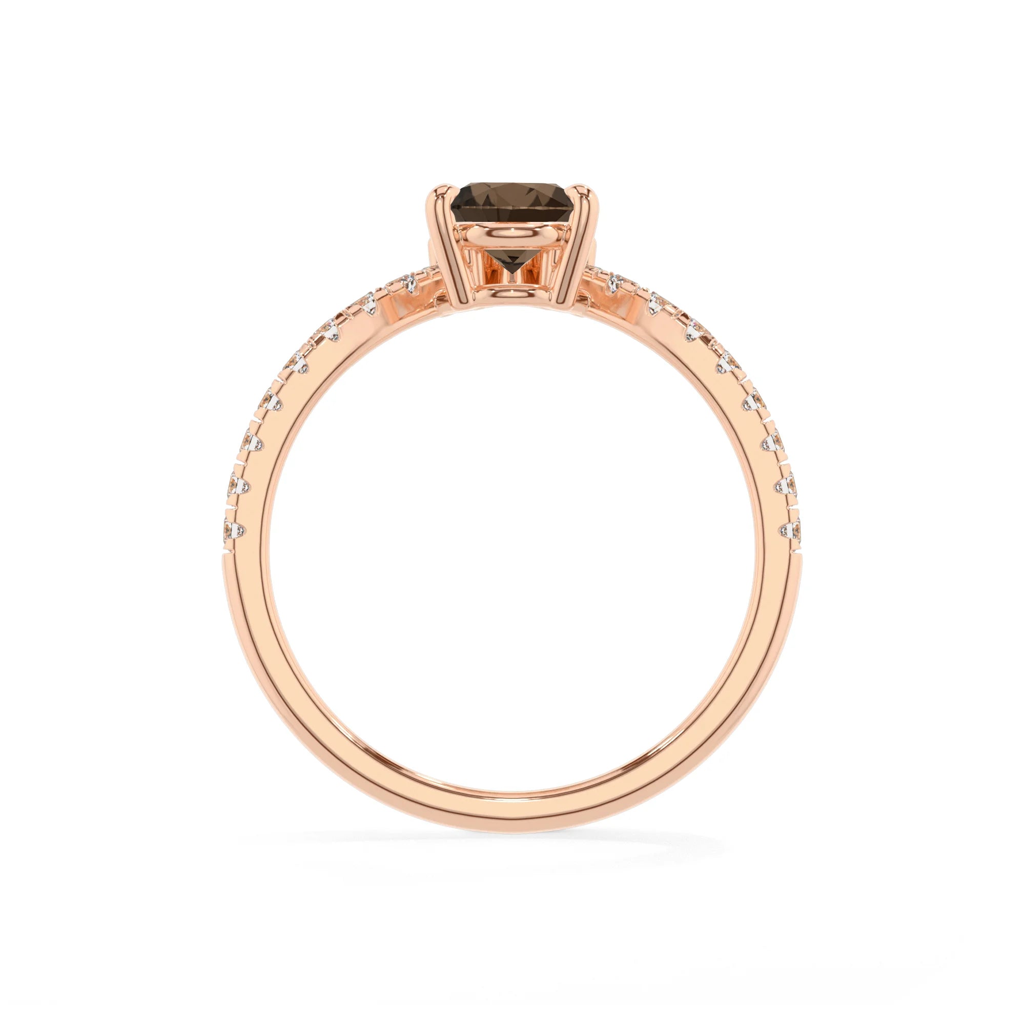 natural smoky-quartz pear solitaire rings in rose gold