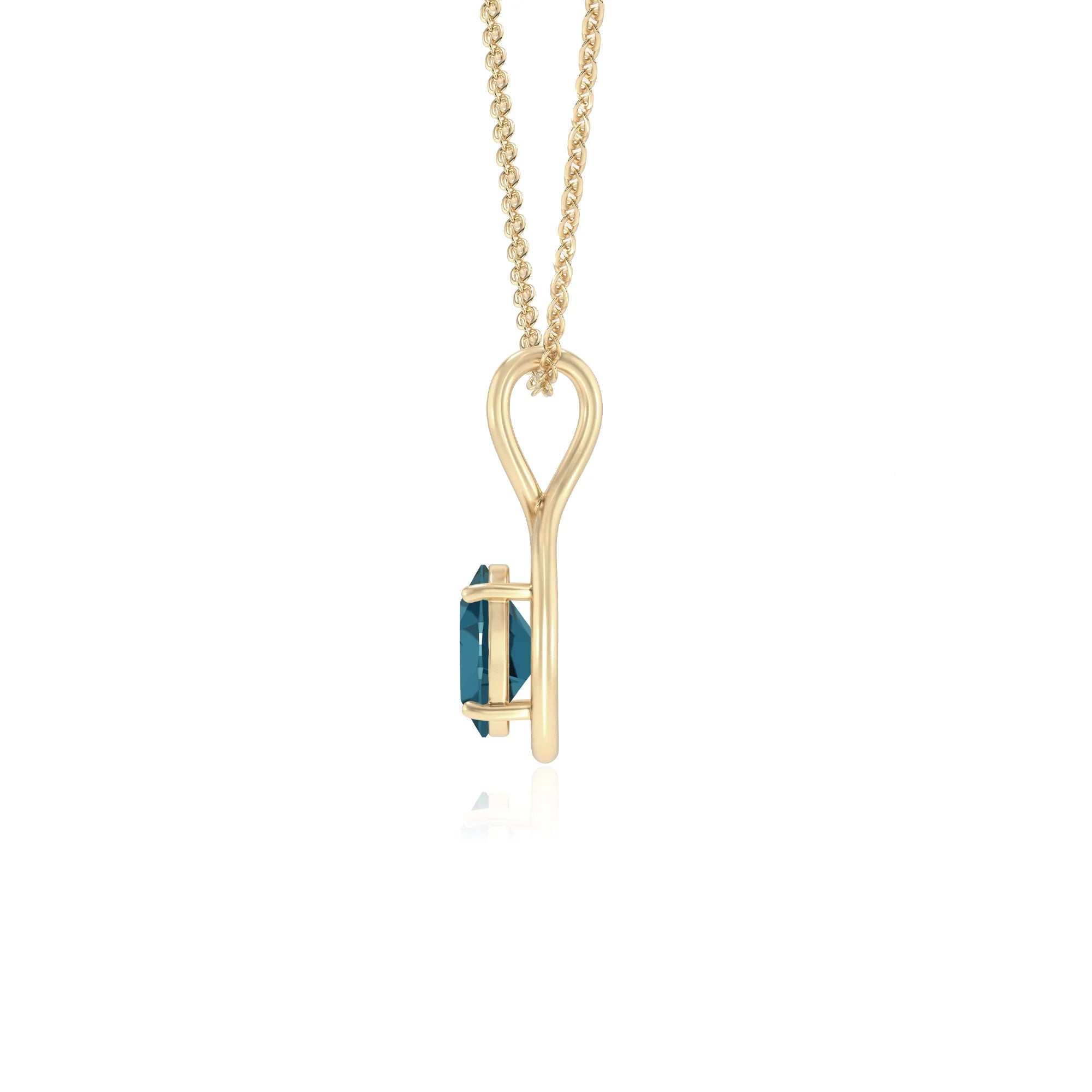 natural london-blue-topaz oval solitaire necklaces in yellow gold