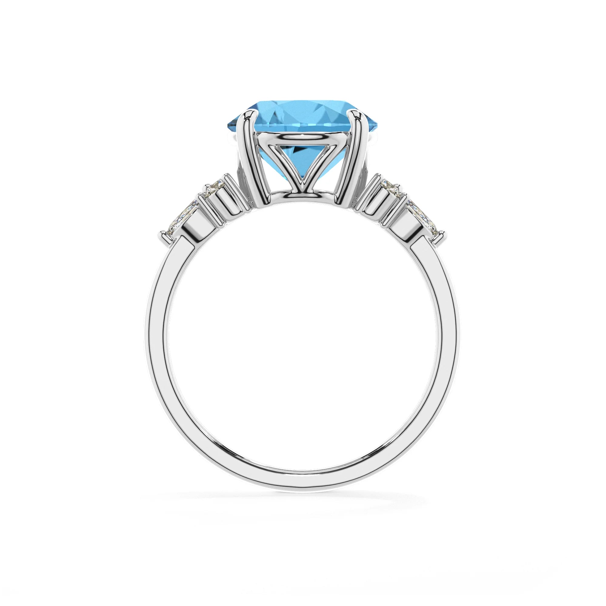 natural swiss-blue-topaz round solitaire rings in sterling silver
