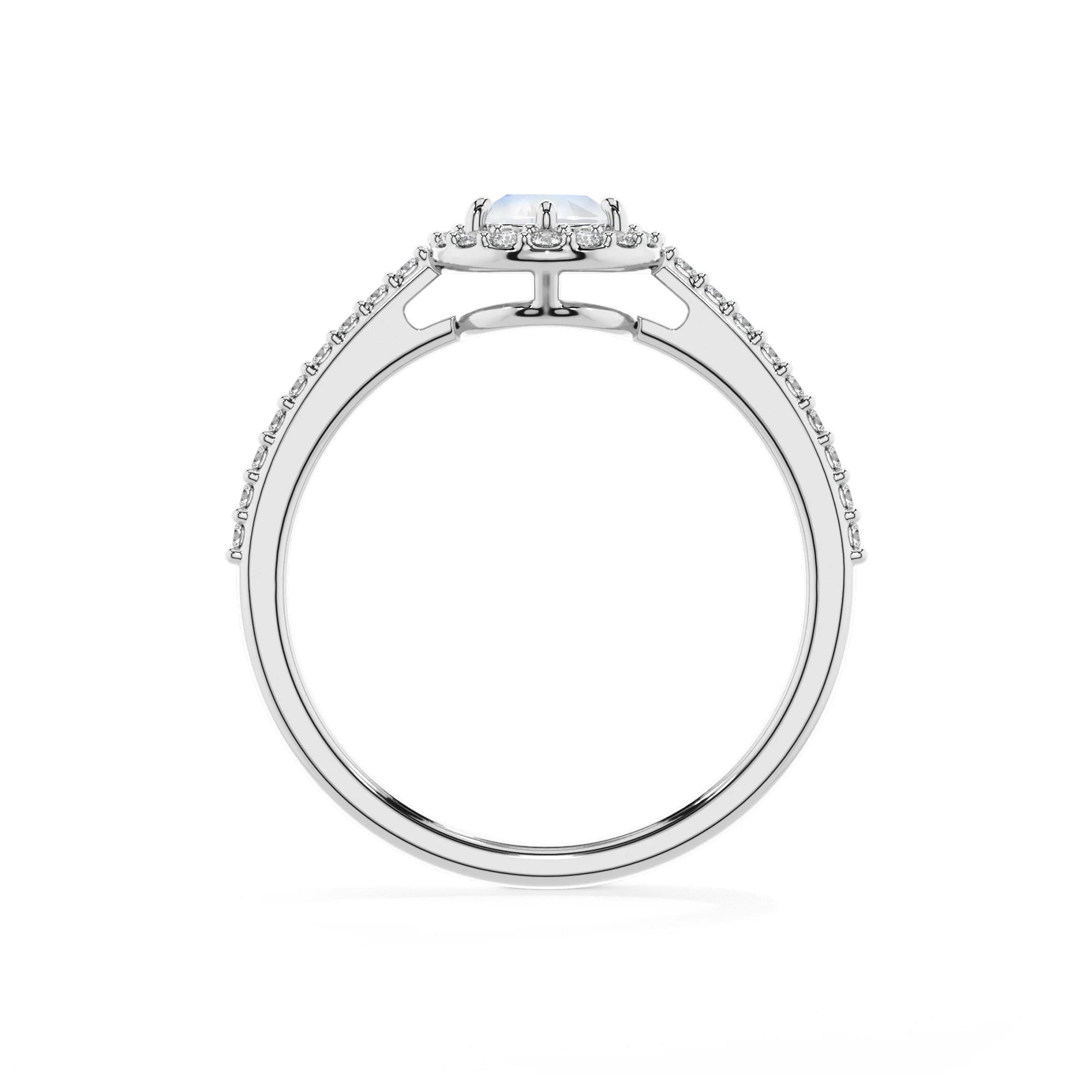 natural rainbow-moonstone pear solitaire rings in sterling silver