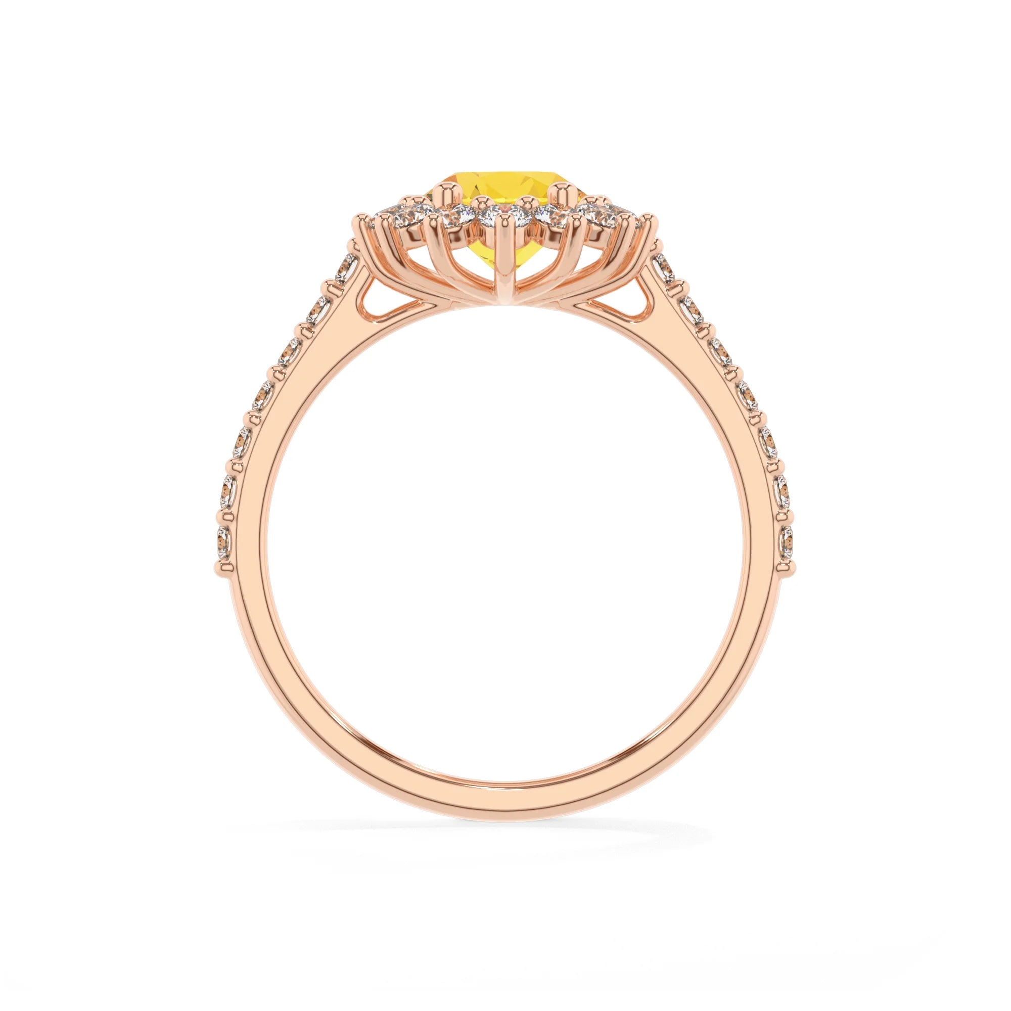 lab grown yellow-sapphire oval solitaire rings in rose gold