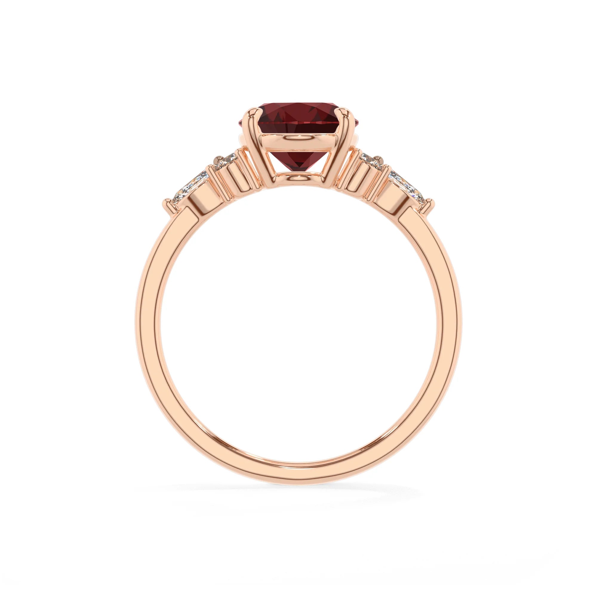 natural garnet oval solitaire rings in rose gold