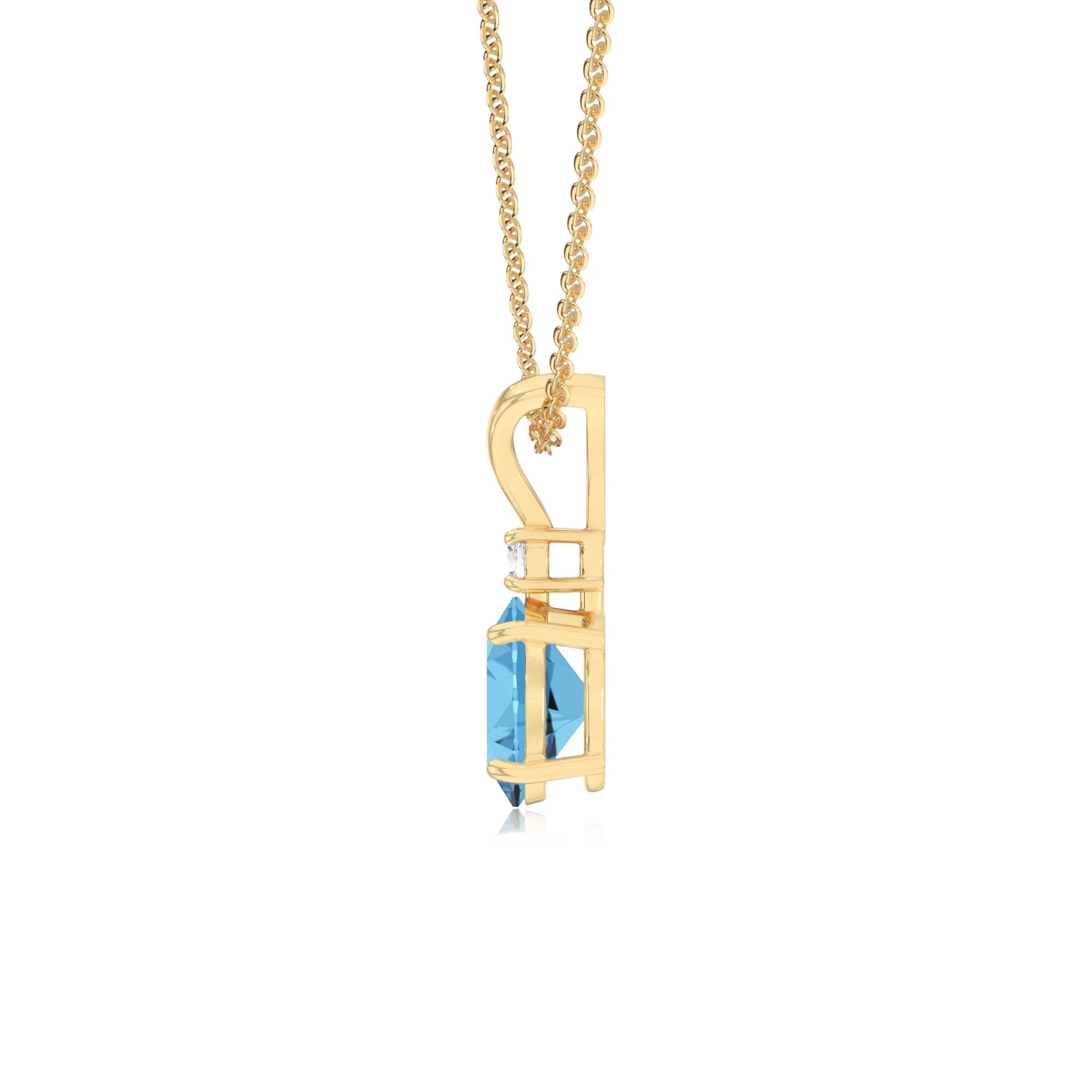 natural swiss-blue-topaz oval solitaire v-bale necklaces in yellow gold