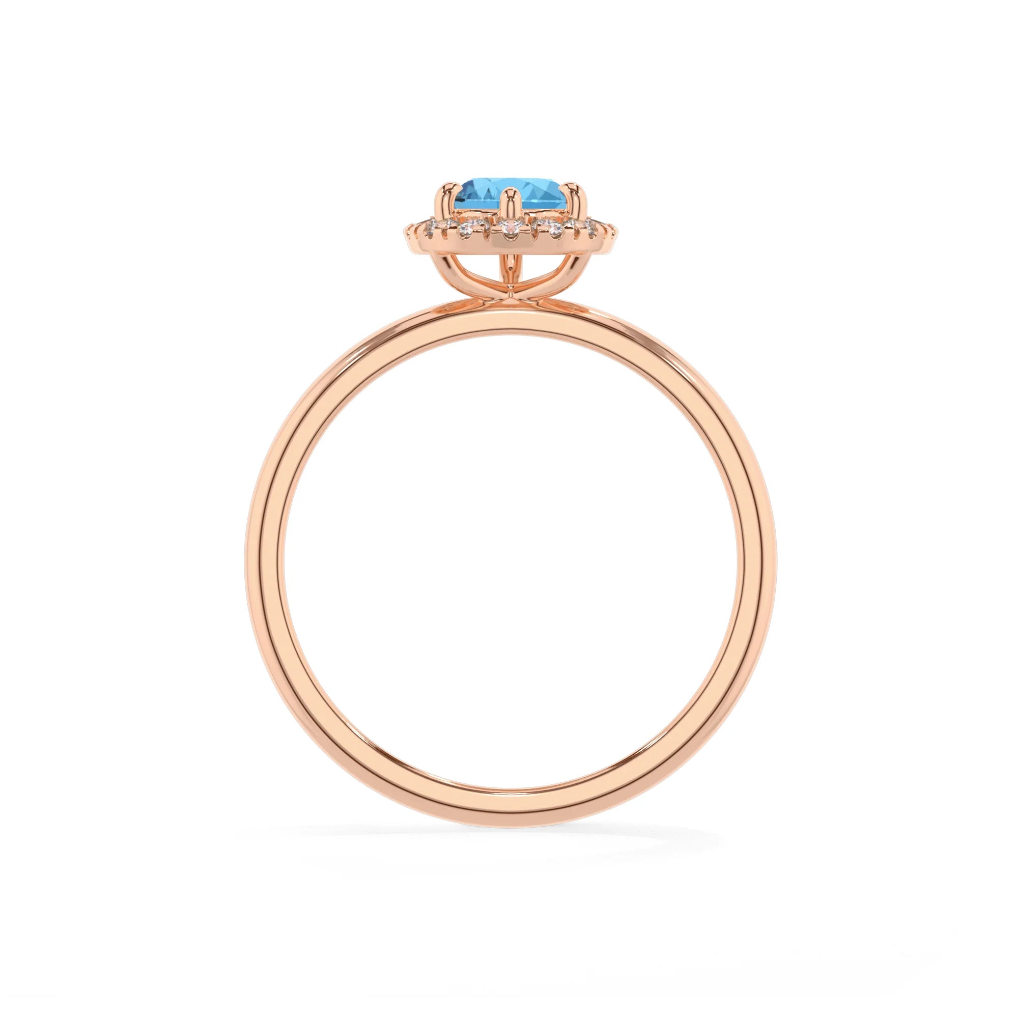 natural swiss-blue-topaz pear solitaire rings in rose gold