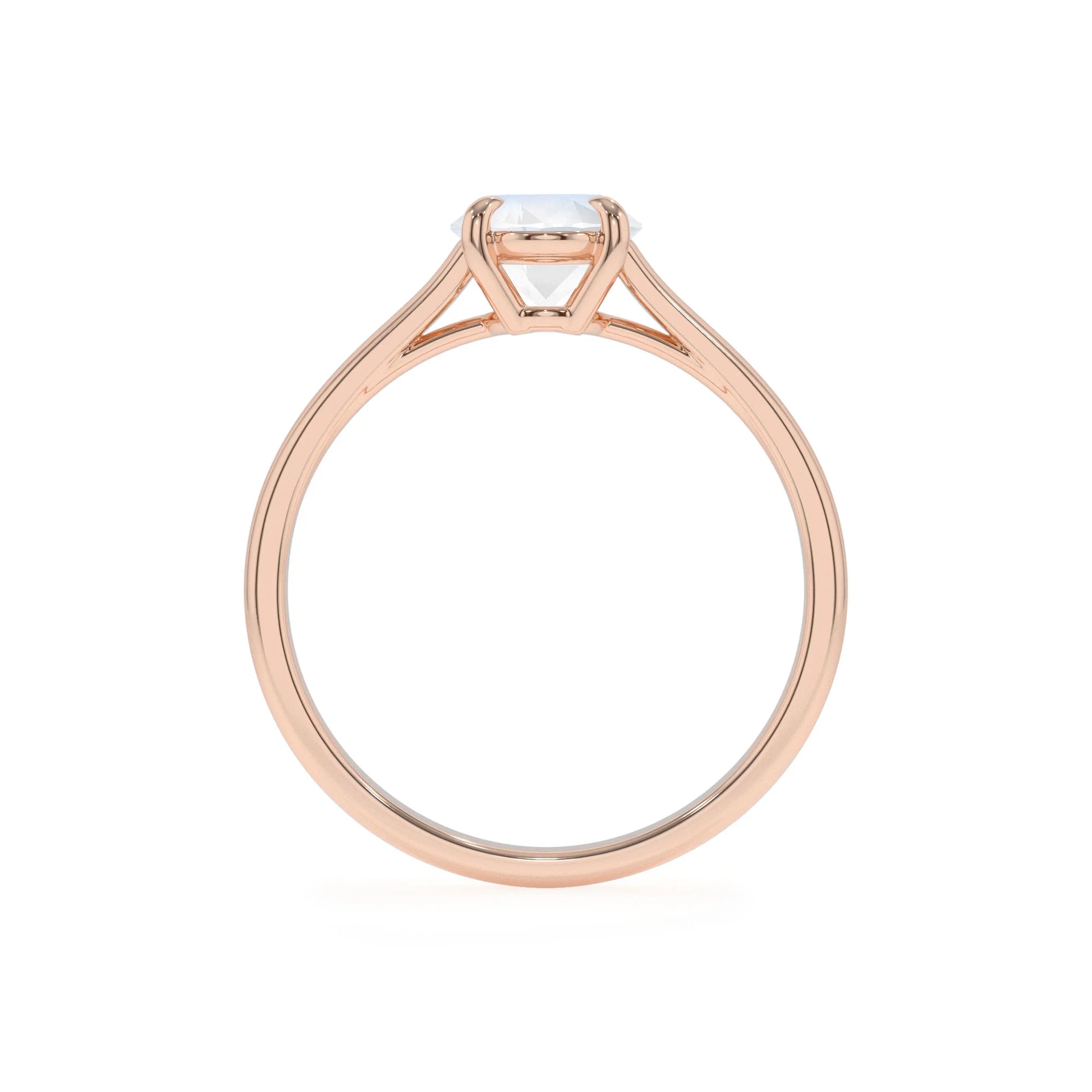 natural rainbow-moonstone oval solitaire rings in rose gold