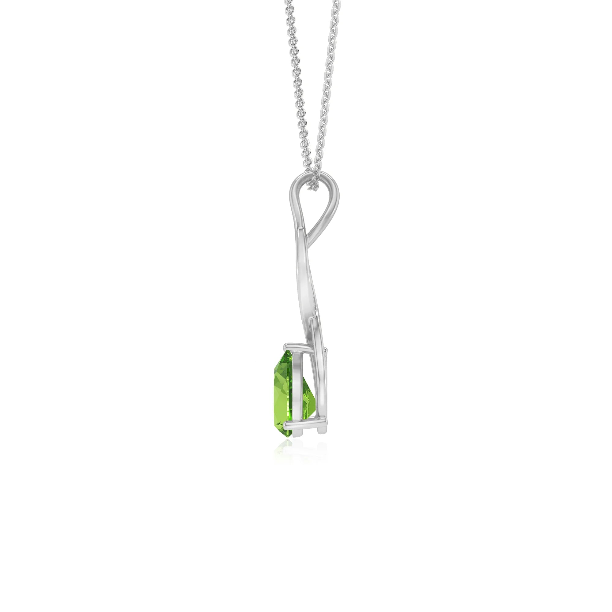 natural peridot pear solitaire necklaces in sterling silver
