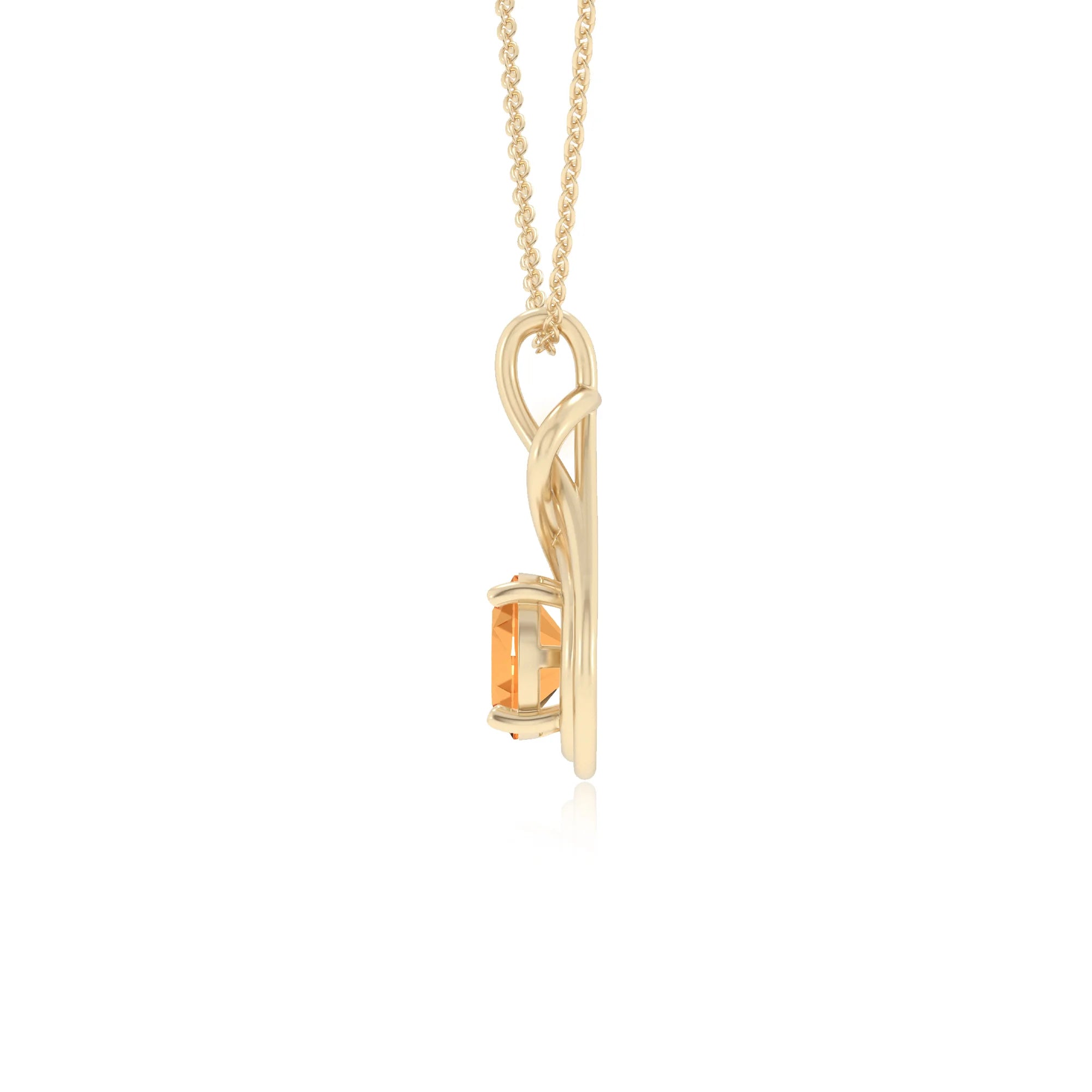 lab grown citrine round solitaire necklaces in yellow gold