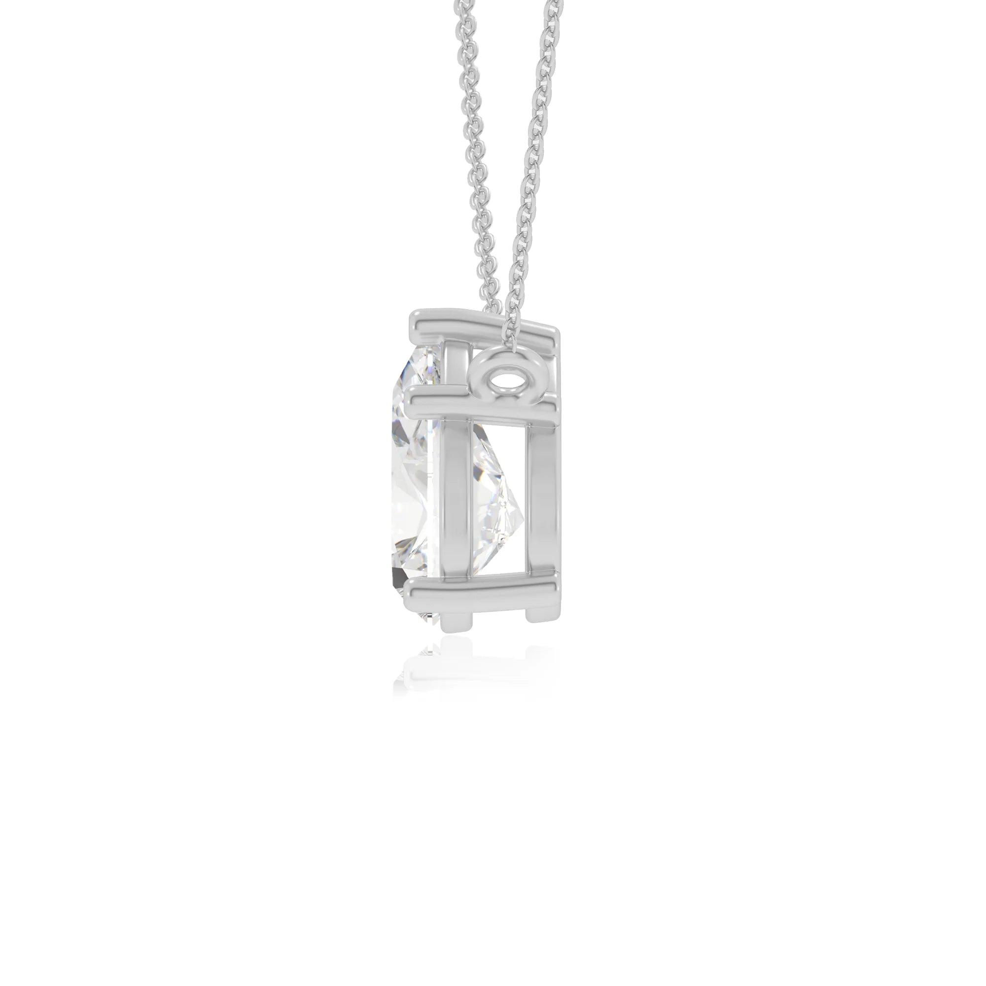lab grown moissanite pear solitaire necklaces in sterling silver