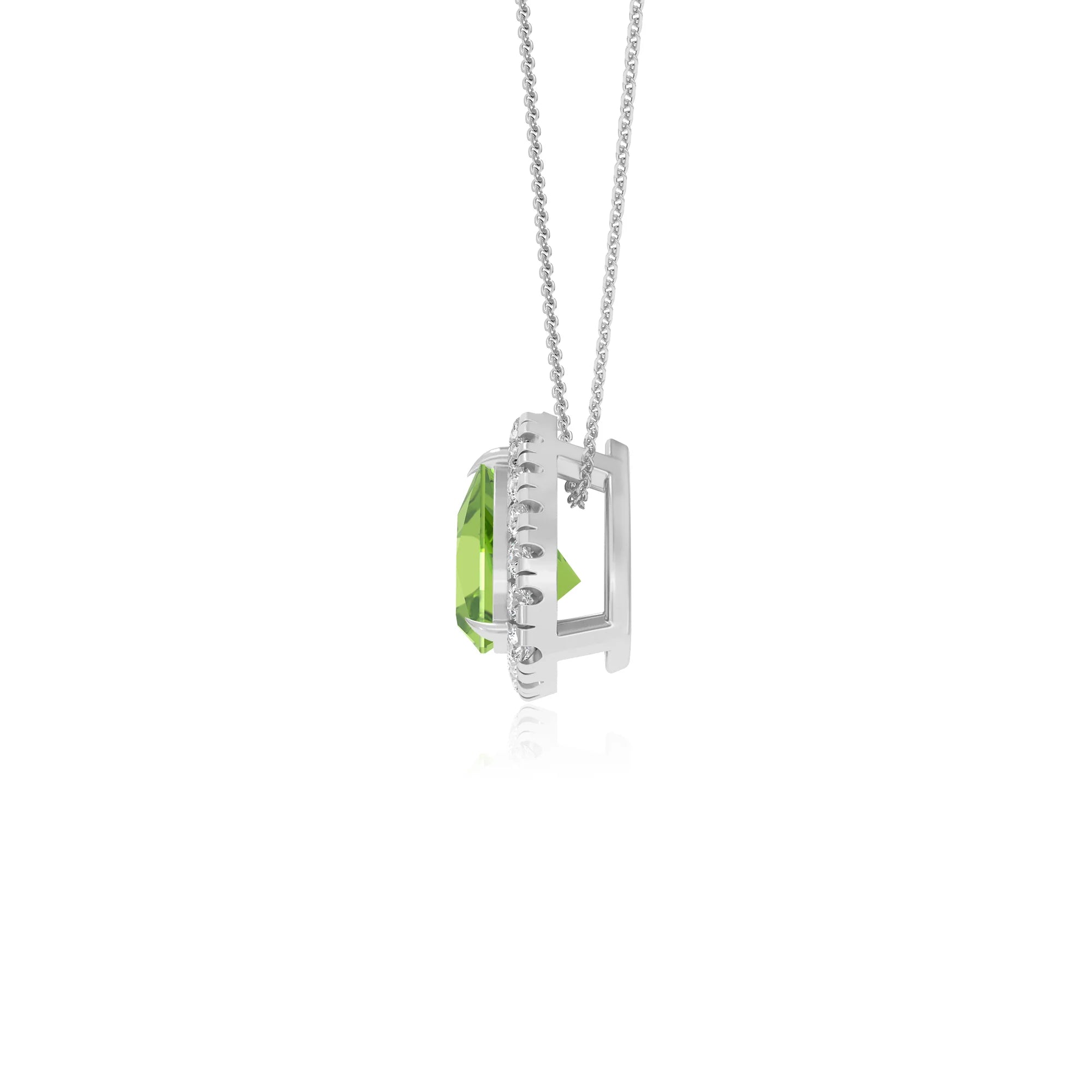 natural peridot trillion solitaire necklaces in sterling silver