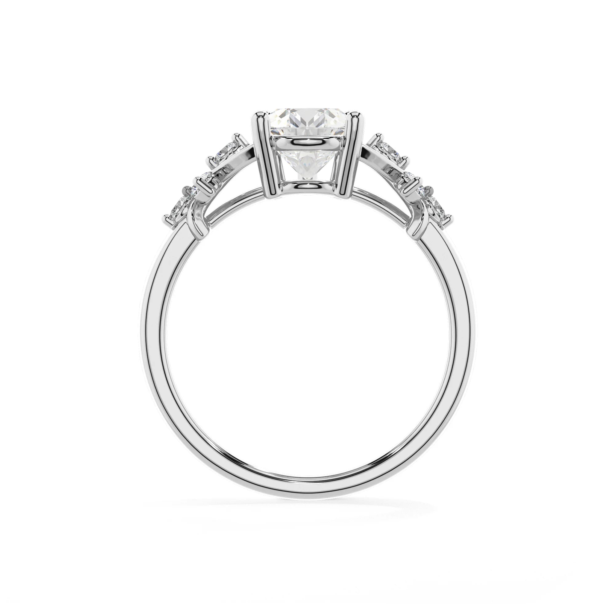 lab grown moissanite pear solitaire rings in white gold