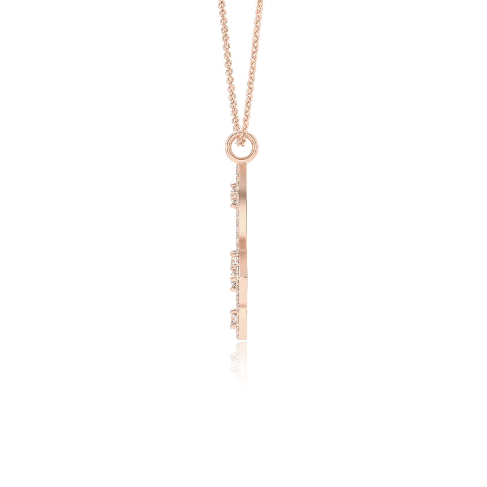 lab grown moissanite round infinity necklaces in rose gold