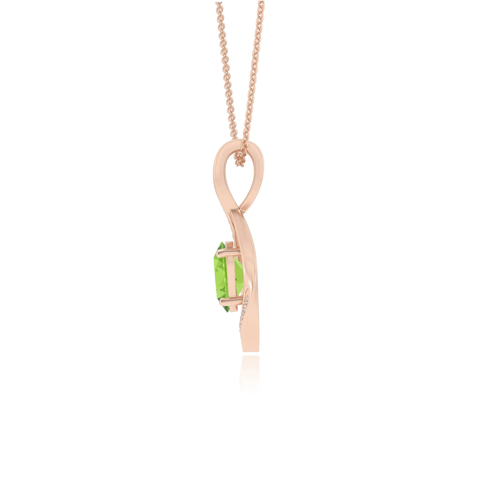 natural peridot oval solitaire necklaces in rose gold