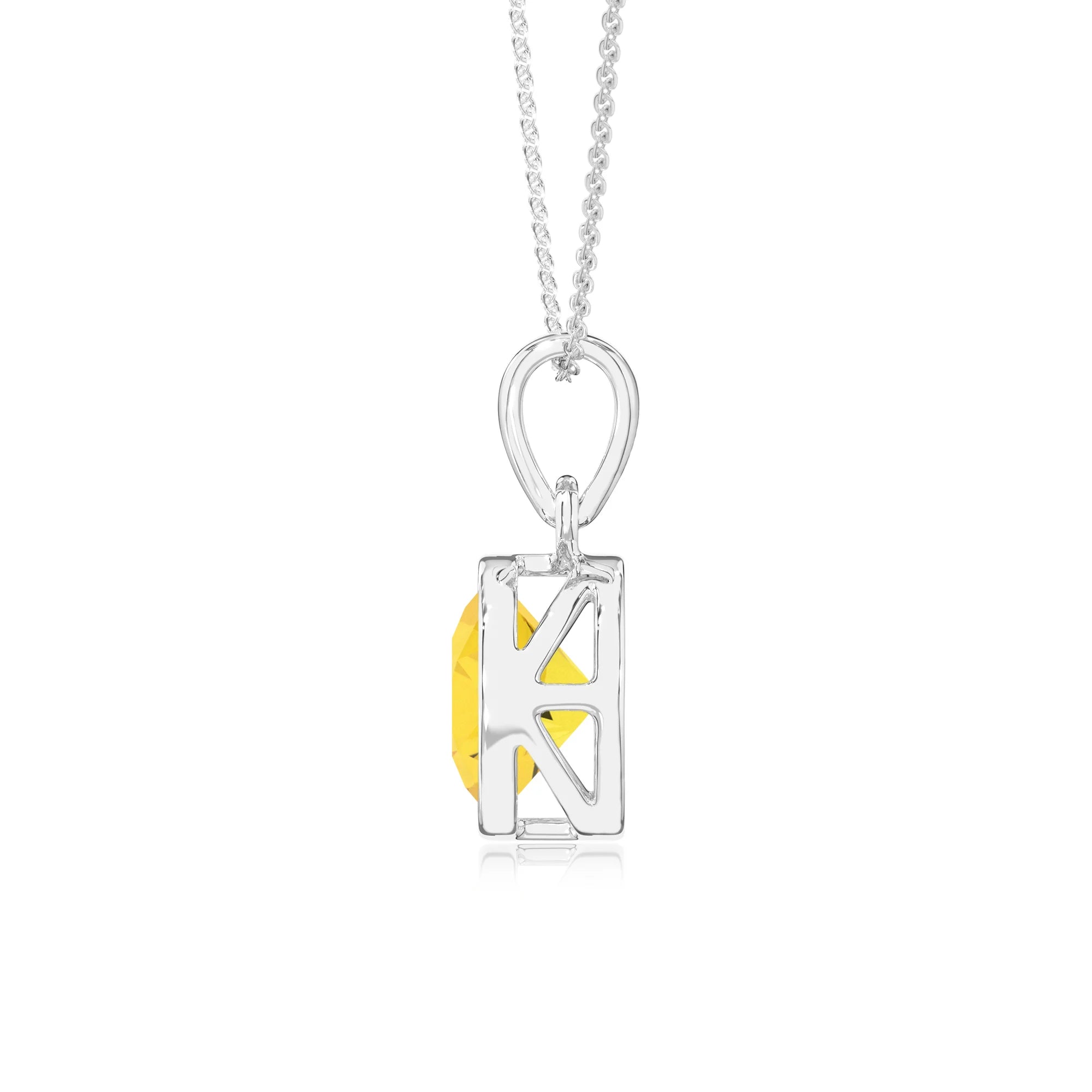 lab grown yellow-sapphire round solitaire necklaces in platinum