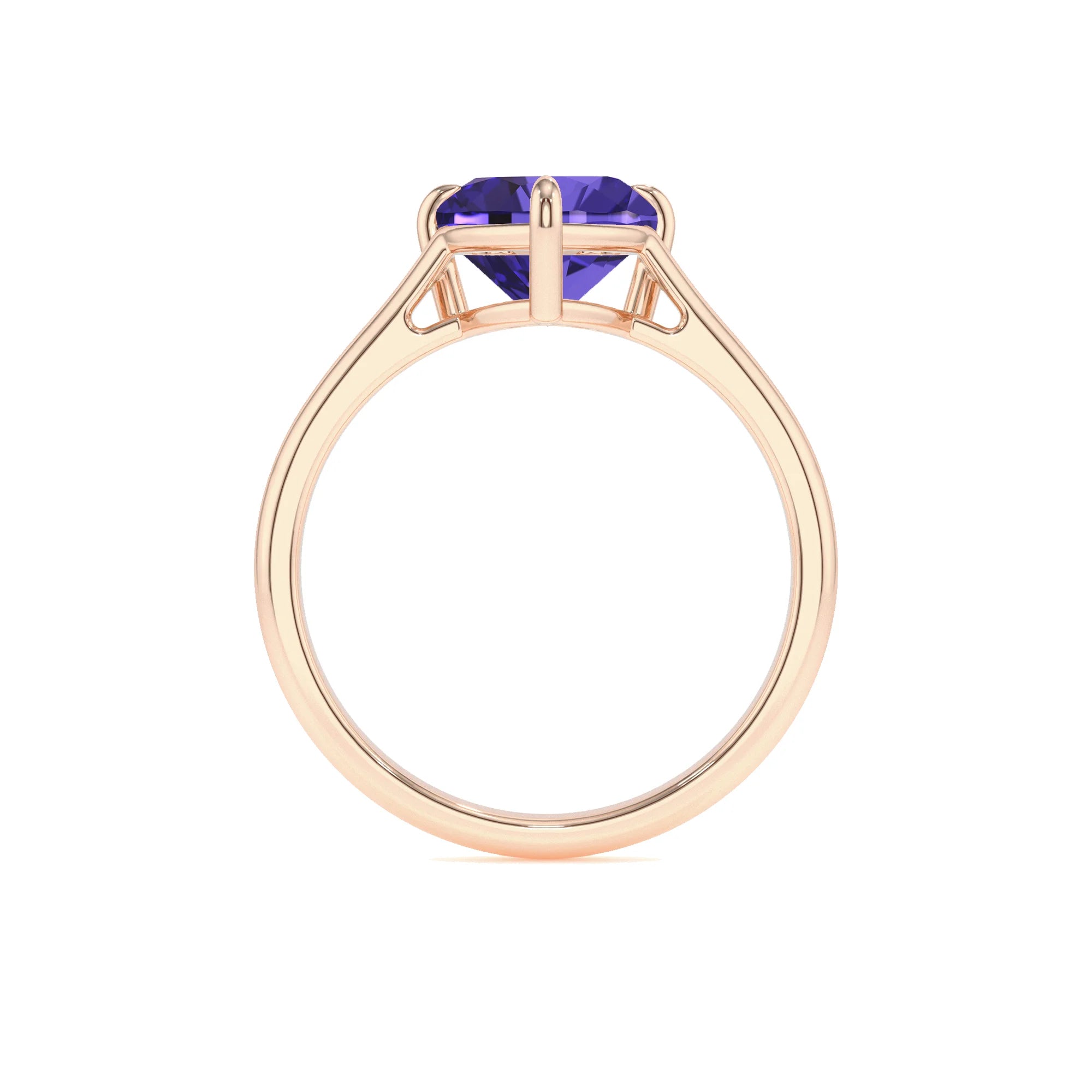 lab grown tanzanite heart solitaire rings in rose gold