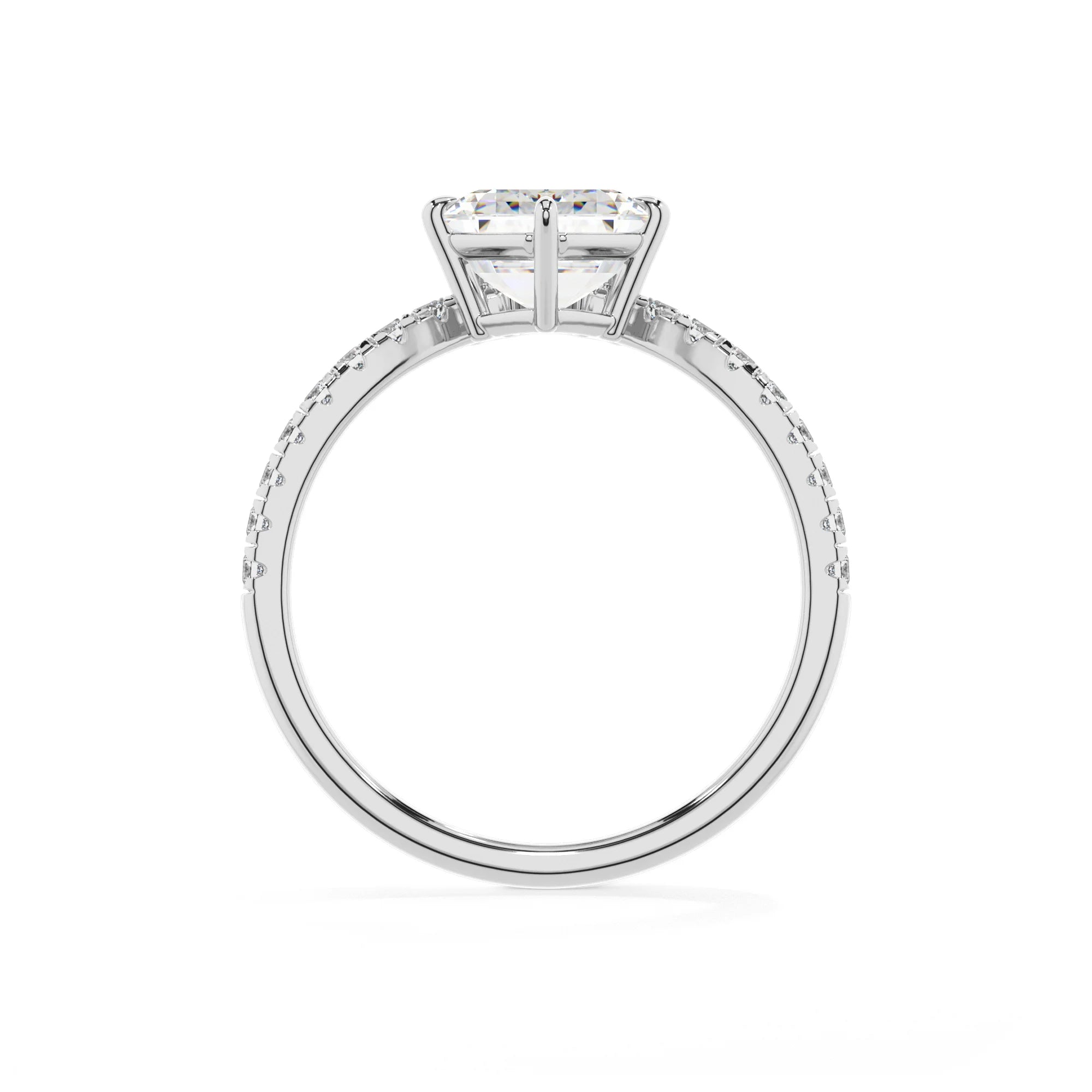 lab grown moissanite asscher solitaire rings in white gold