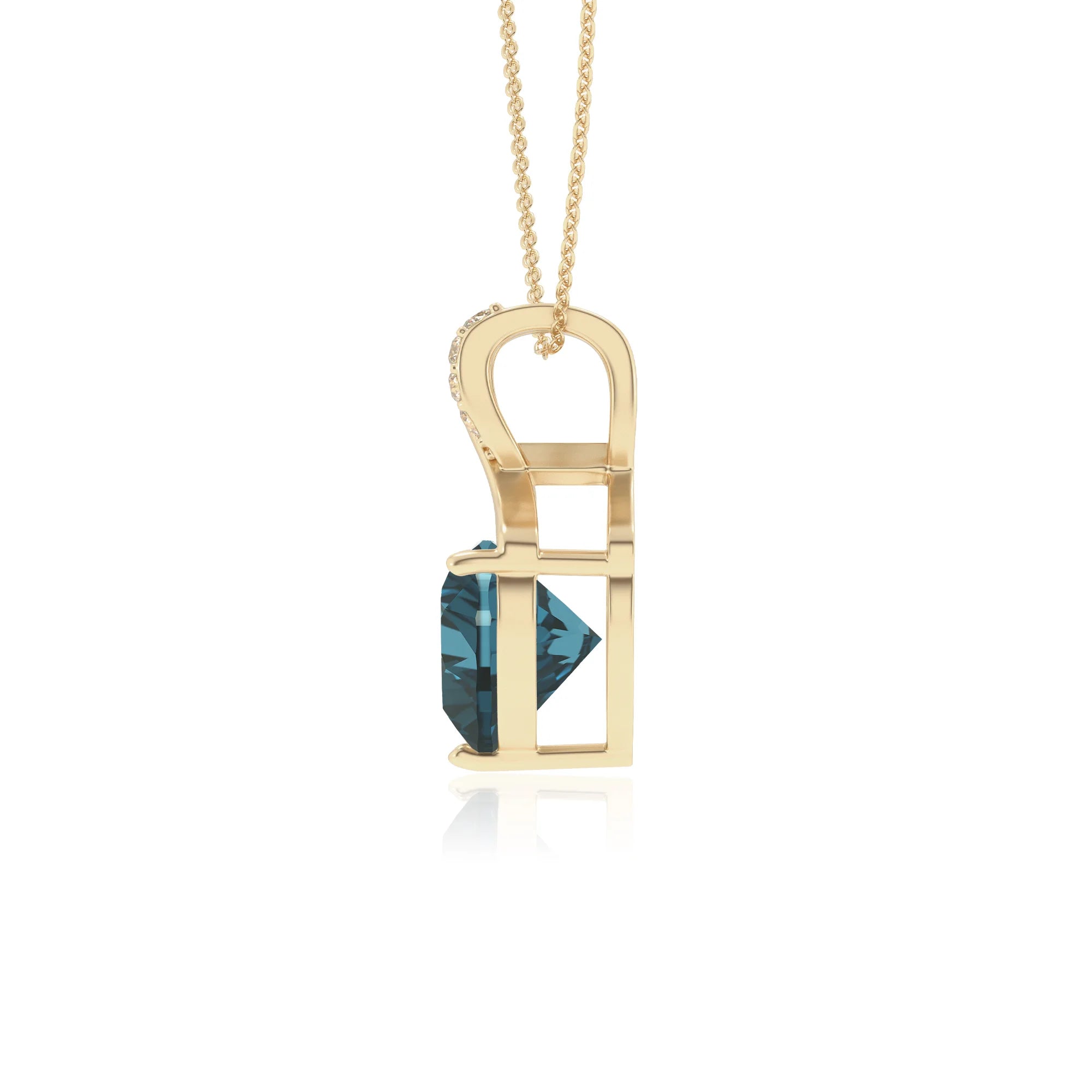 natural london-blue-topaz heart solitaire necklaces in yellow gold