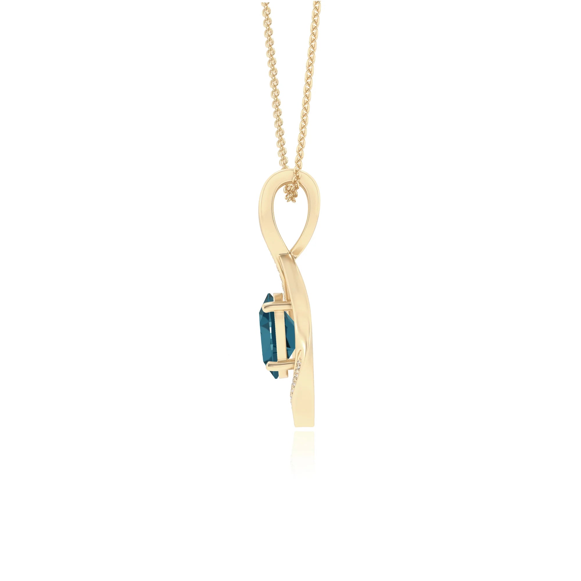 natural london-blue-topaz oval solitaire necklaces in yellow gold