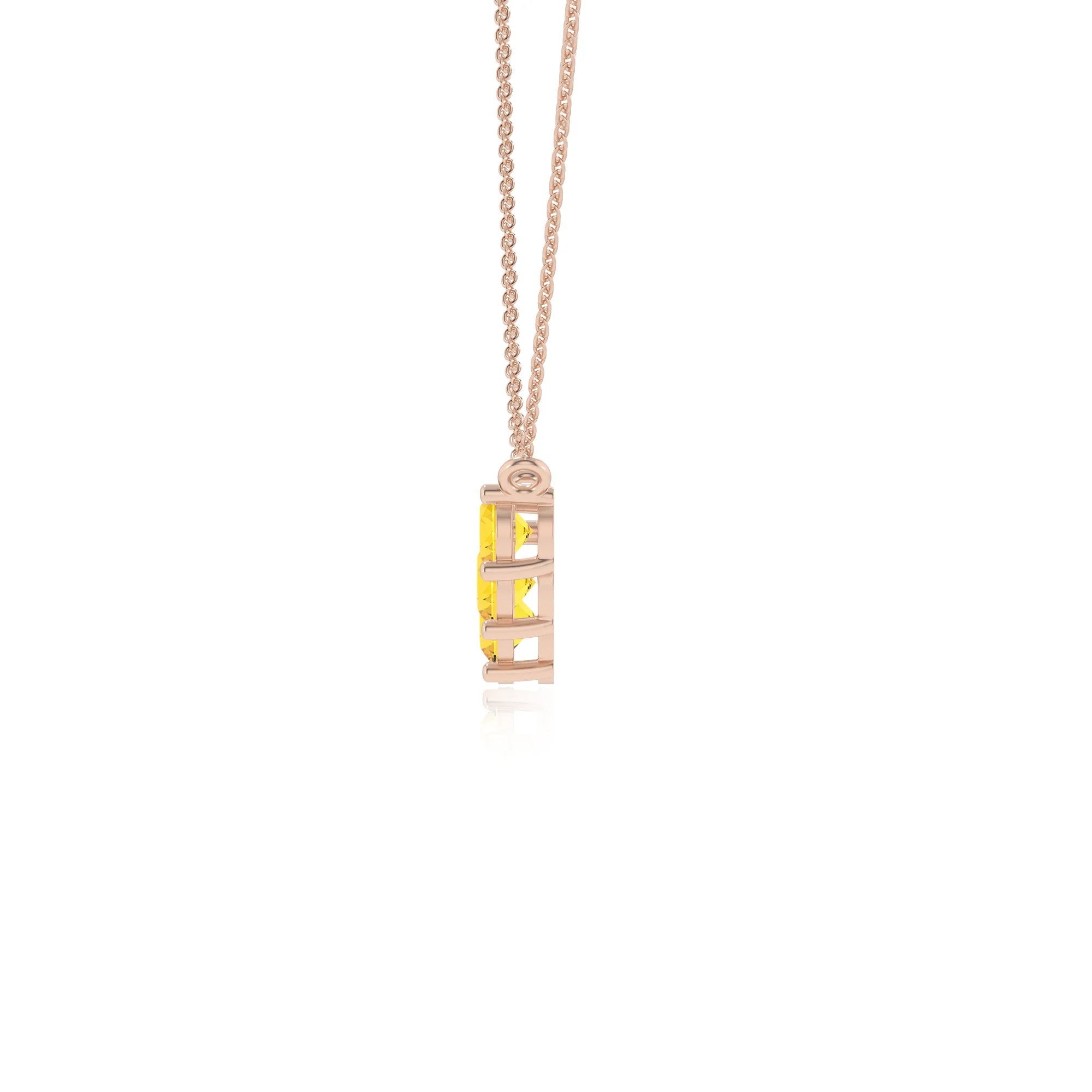 lab grown yellow-sapphire round bar necklaces in rose gold