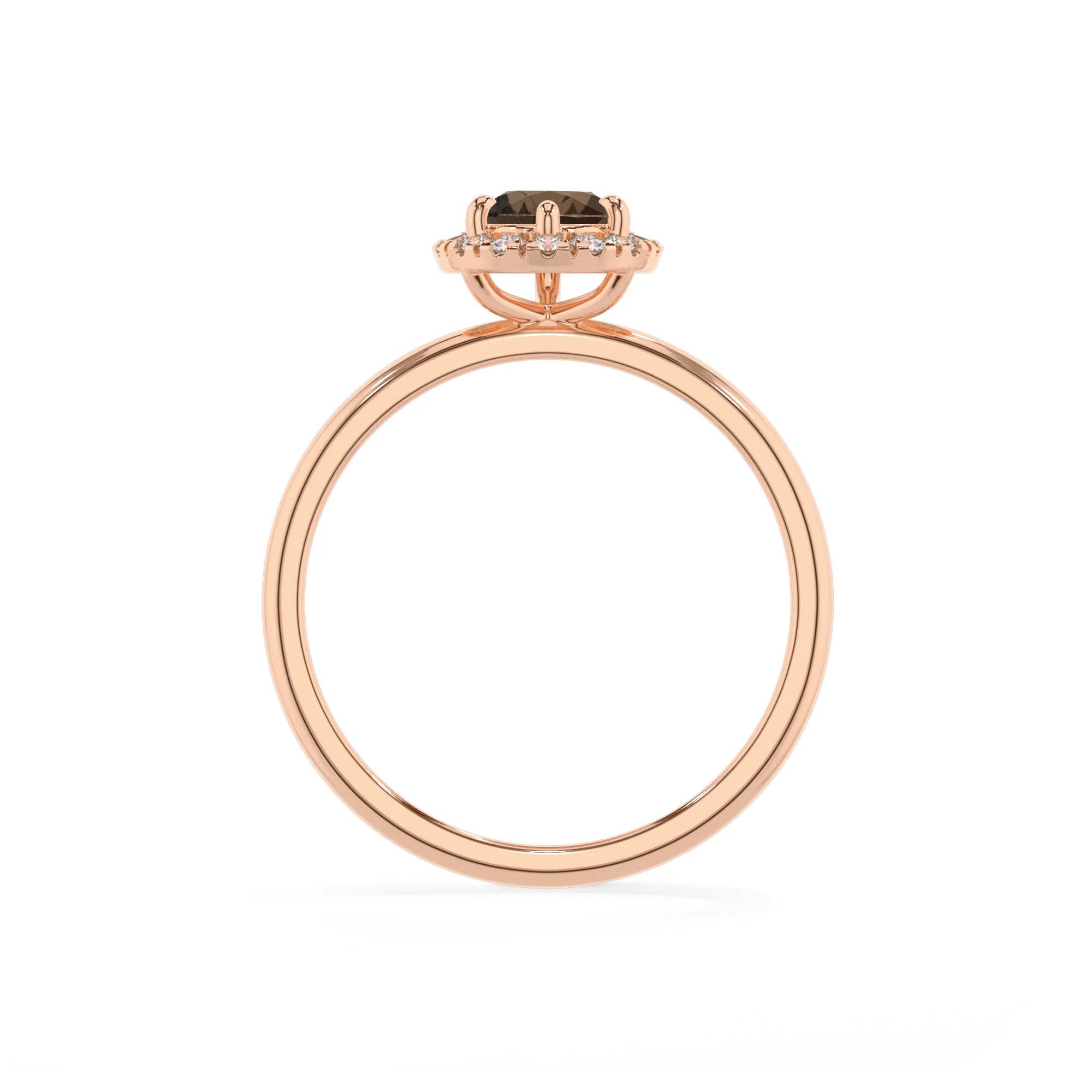 natural smoky-quartz pear solitaire rings in rose gold