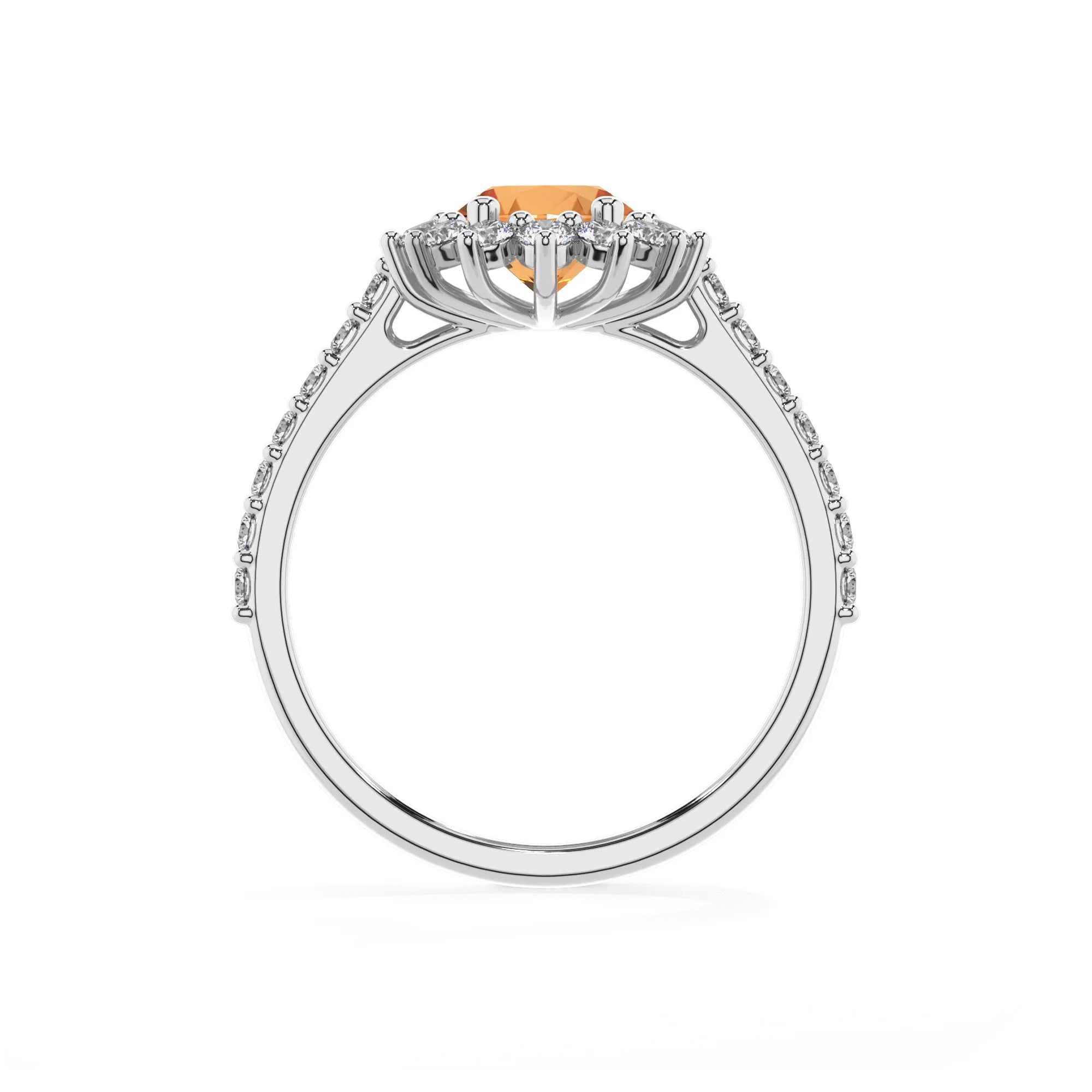 lab grown citrine oval solitaire rings in white gold