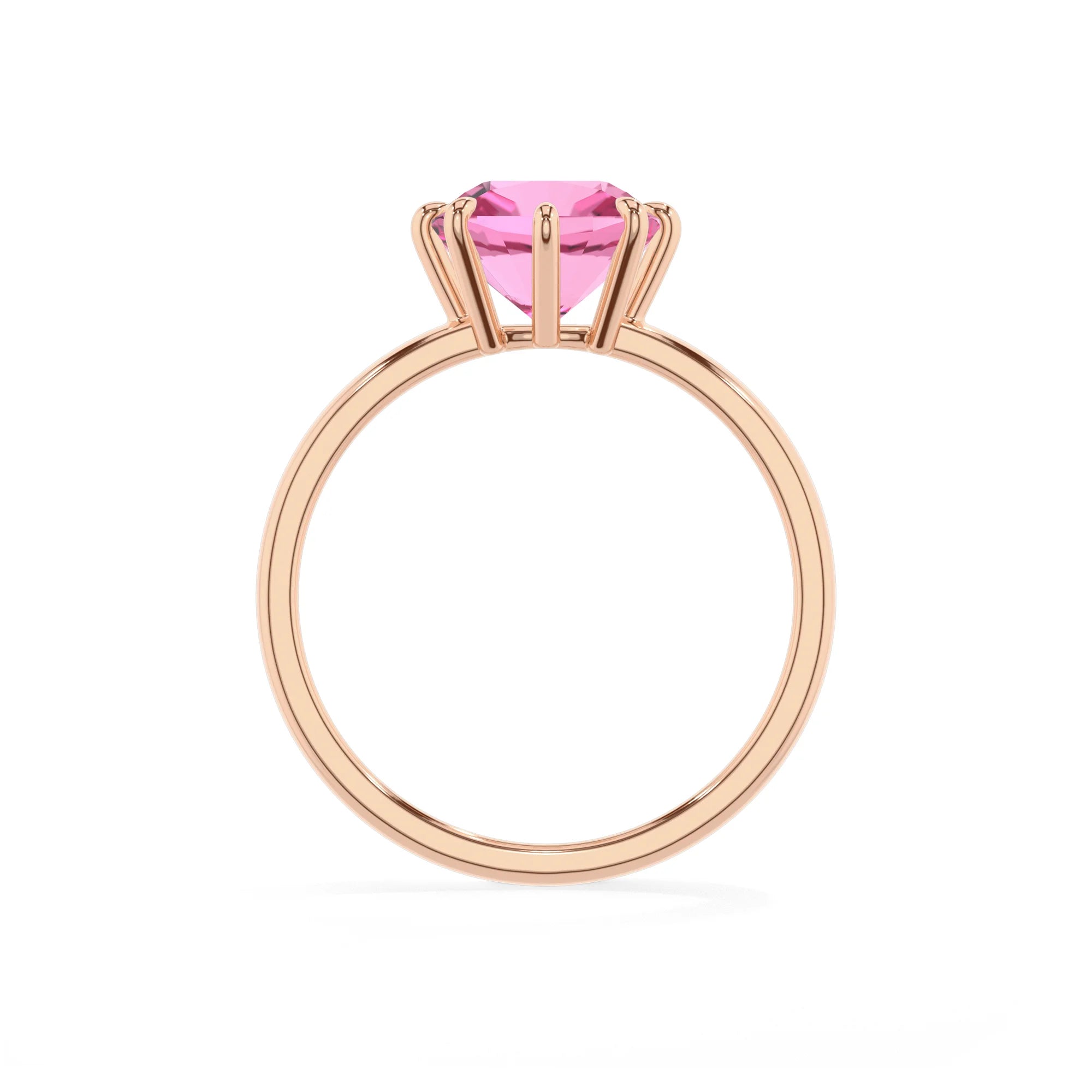 lab grown pink-sapphire cushion solitaire rings in rose gold
