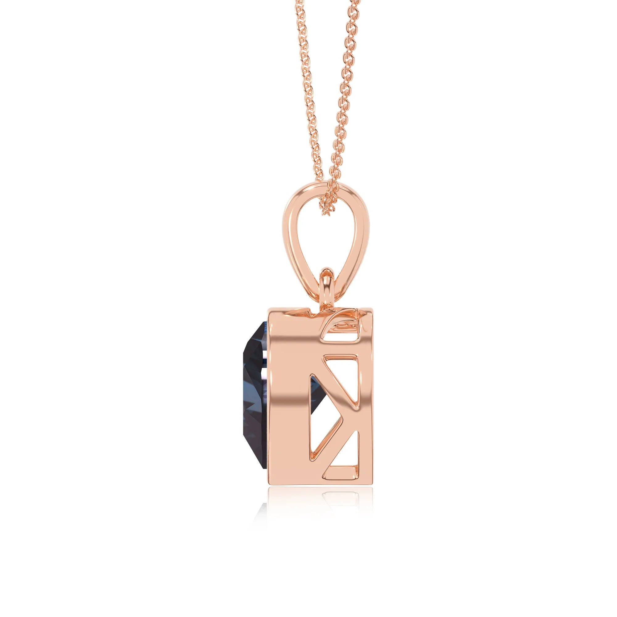 lab grown alexandrite heart solitaire necklaces in rose gold