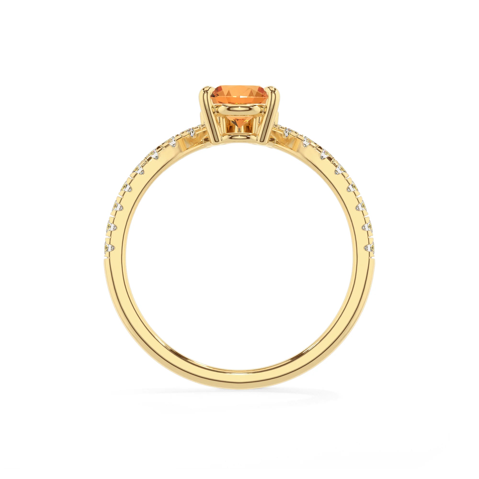 lab grown citrine pear solitaire rings in yellow gold