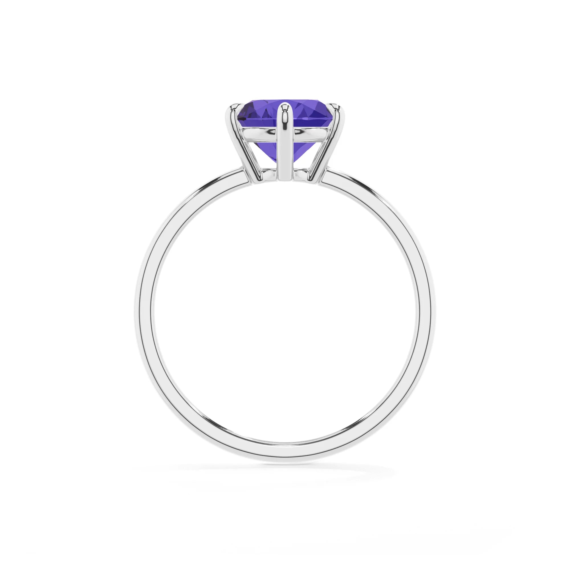lab grown tanzanite round solitaire rings in sterling silver