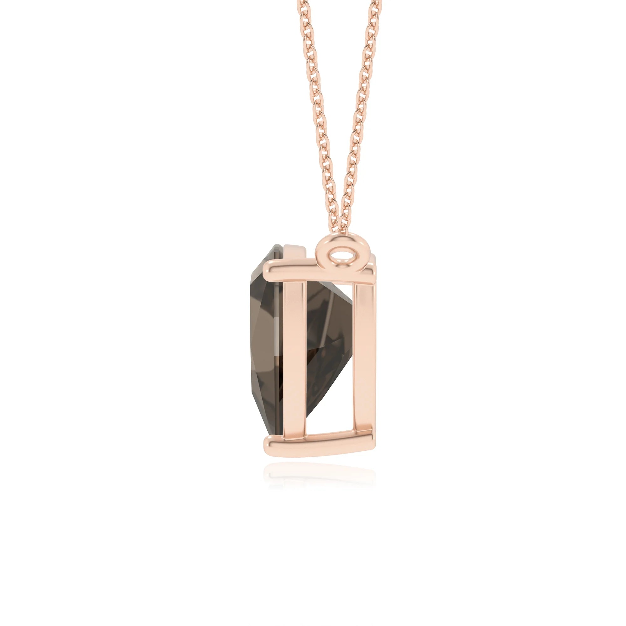 natural smoky-quartz trillion solitaire necklaces in rose gold