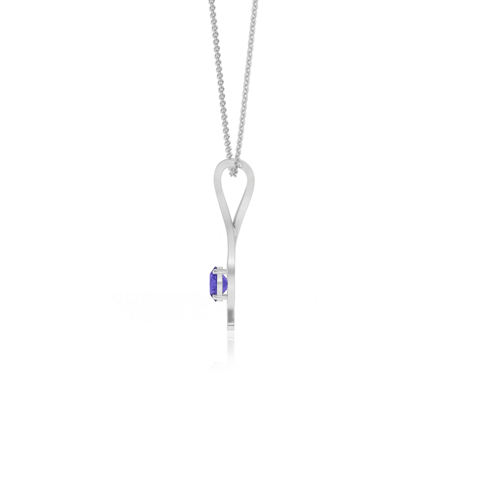 lab grown tanzanite round solitaire necklaces in platinum