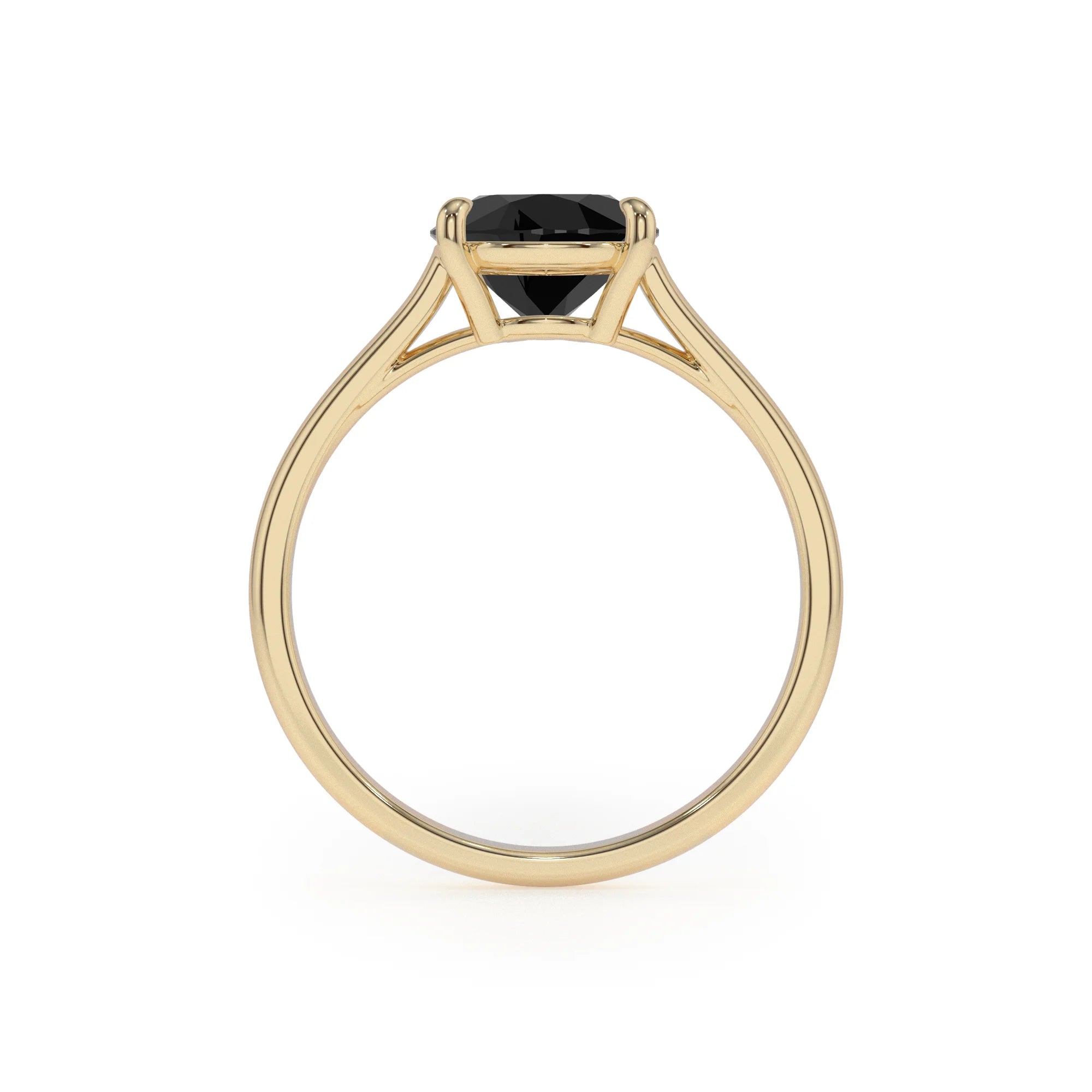 natural black-onyx pear solitaire rings in yellow gold