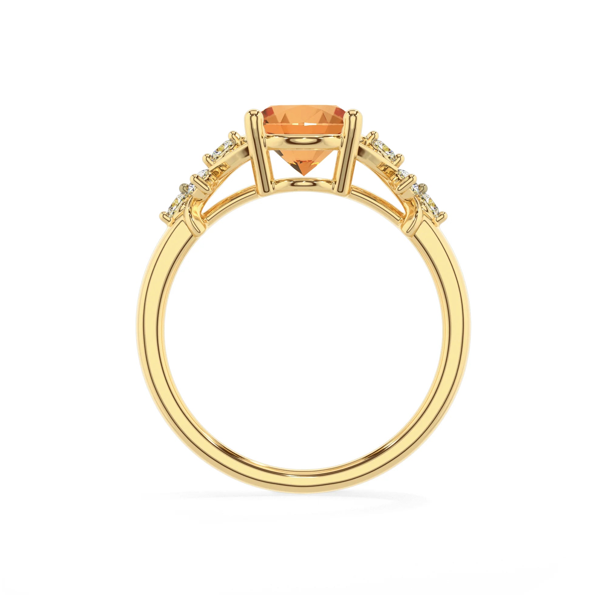 lab grown citrine oval solitaire rings in yellow gold