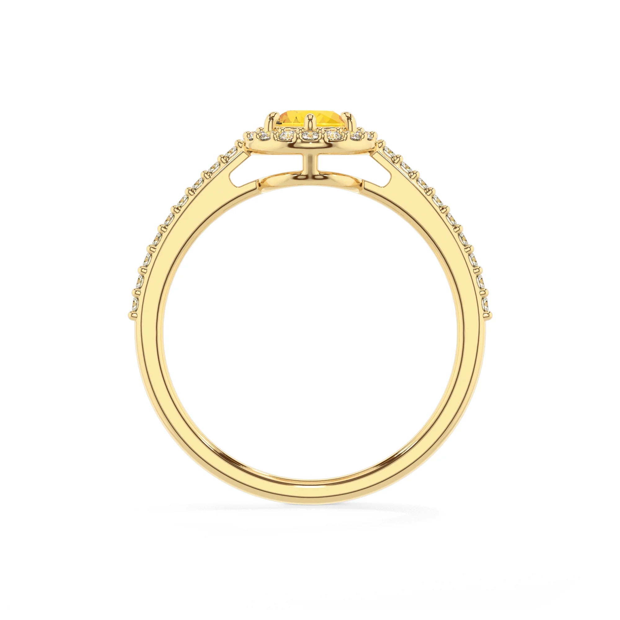 lab grown yellow-sapphire pear solitaire rings in yellow gold